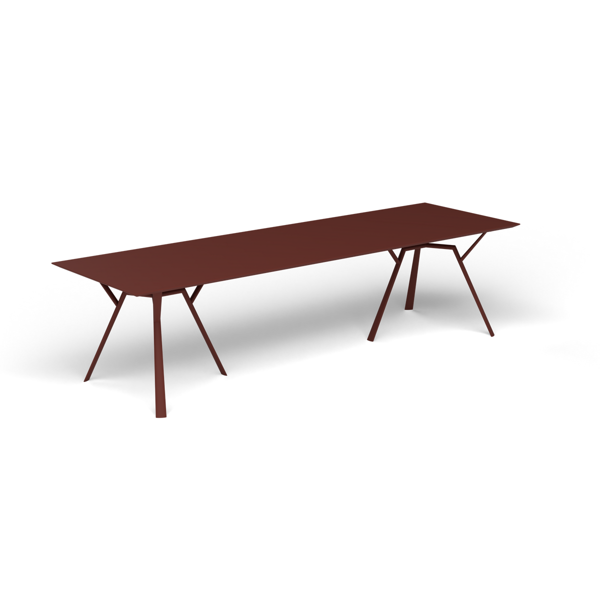 Radice Quadra Rechthoekige Tafel, 290 × 90 × h 74 cm, Chestnut Brown, Gelakt aluminium (volgt onderstelkleur)