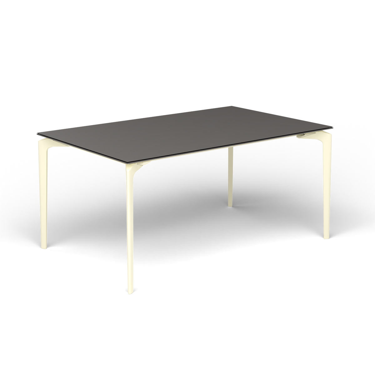 AllSize Uitschuifbare Eettafel, 160-210 × 100 × 76 cm, Butter White, Aluminium speckled Anthracite