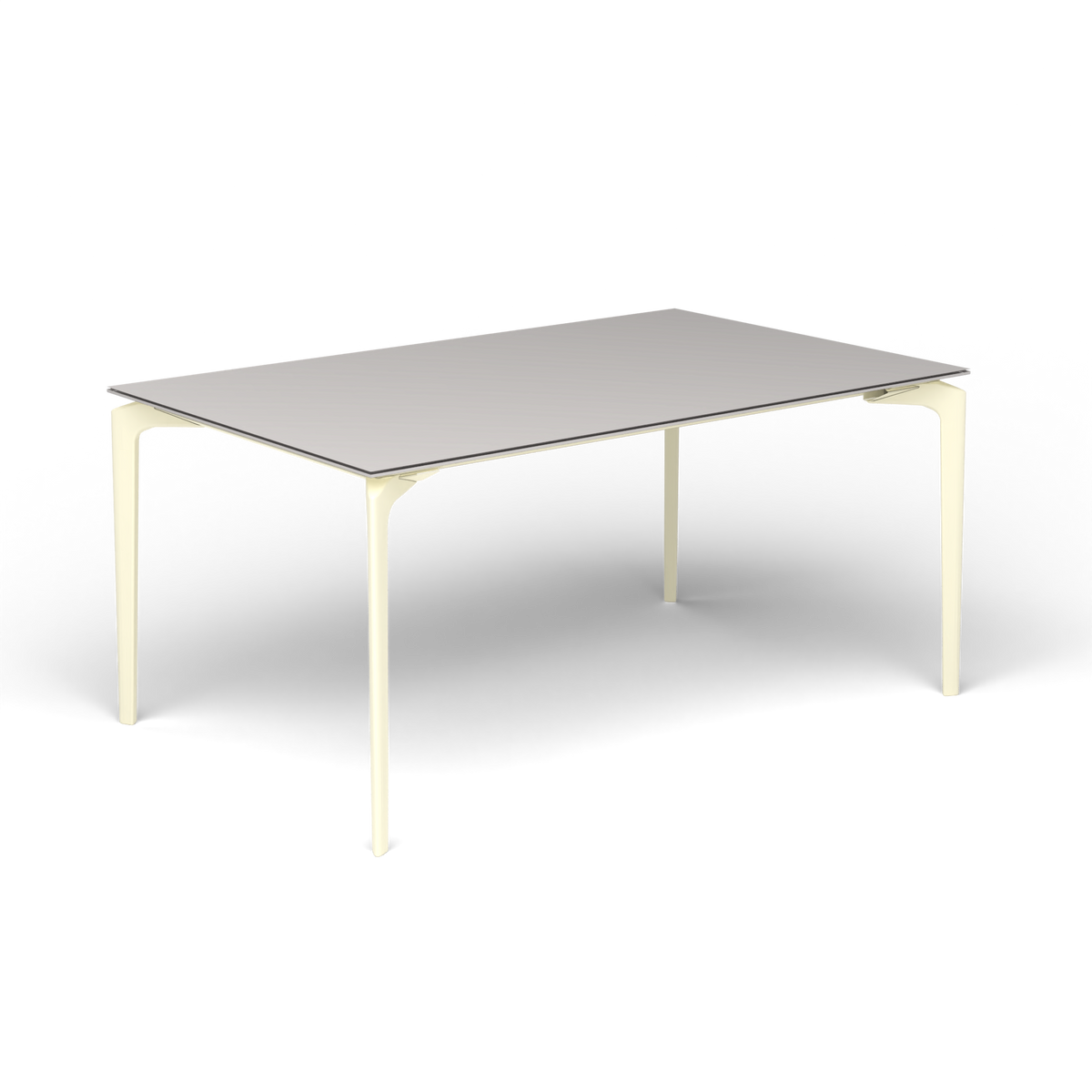 AllSize Uitschuifbare Eettafel, 160-210 × 100 × 76 cm, Butter White, Aluminium speckled Grey