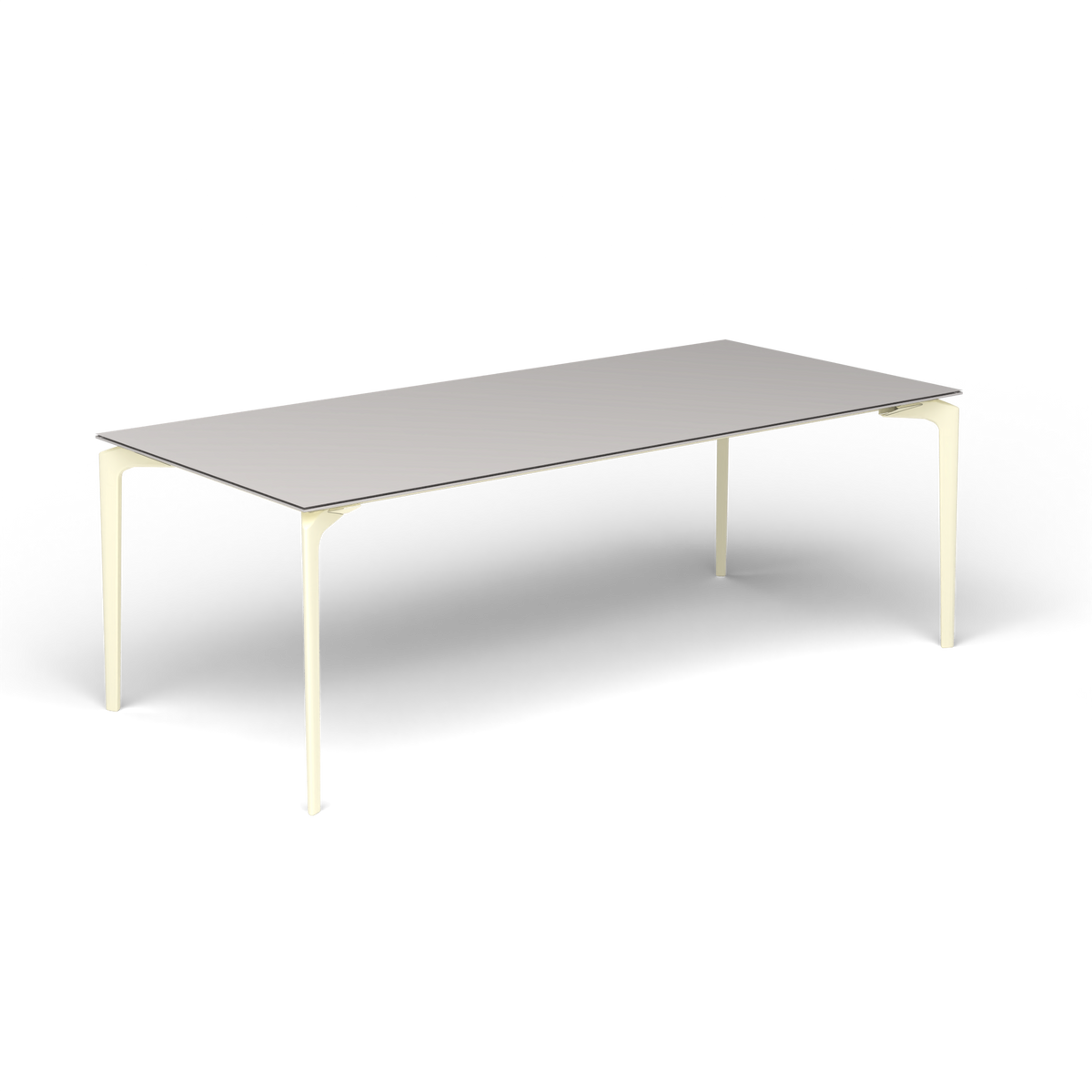 AllSize Uitschuifbare Eettafel, 220-270 × 100 × 76 cm, Butter White, Aluminium speckled Grey