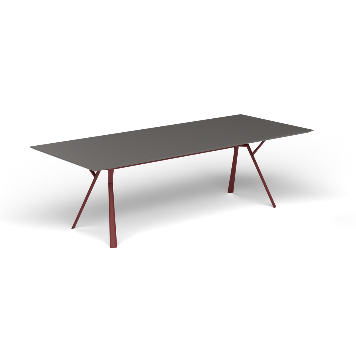 Radice Quadra Rechthoekige Tafel, 240 × 100 × h 74 cm, Autumn Red, Aluminium speckled Anthracite