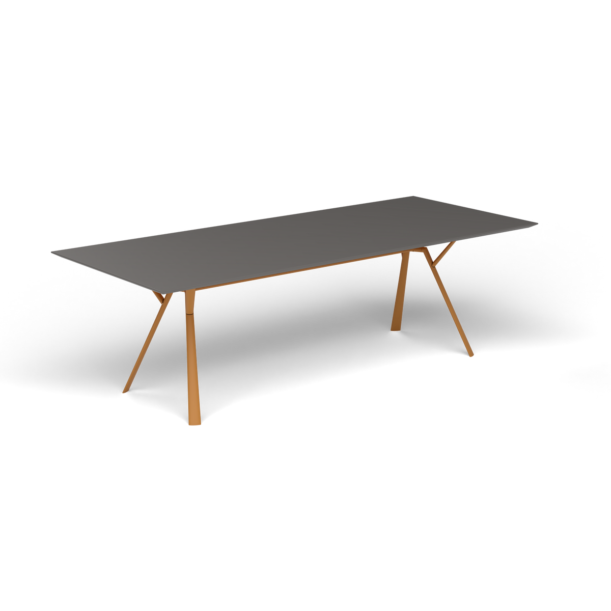 Radice Quadra Rechthoekige Tafel, 240 × 100 × h 74 cm, Mustard Yellow, Aluminium speckled Anthracite