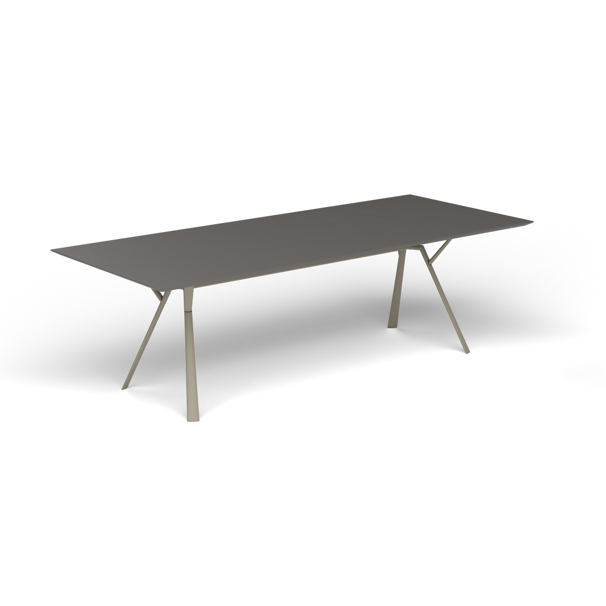 Radice Quadra Rechthoekige Tafel, 240 × 100 × h 74 cm, Pearly Gold, Aluminium speckled Anthracite