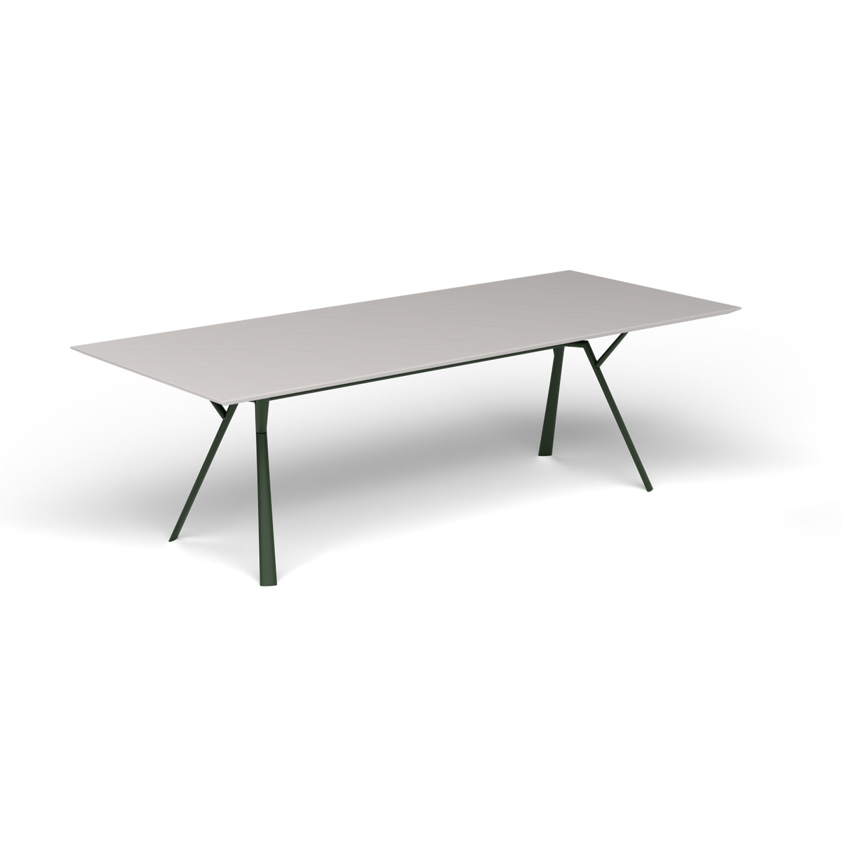 Radice Quadra Rechthoekige Tafel, 240 × 100 × h 74 cm, Bottle Green, Aluminium speckled Grey