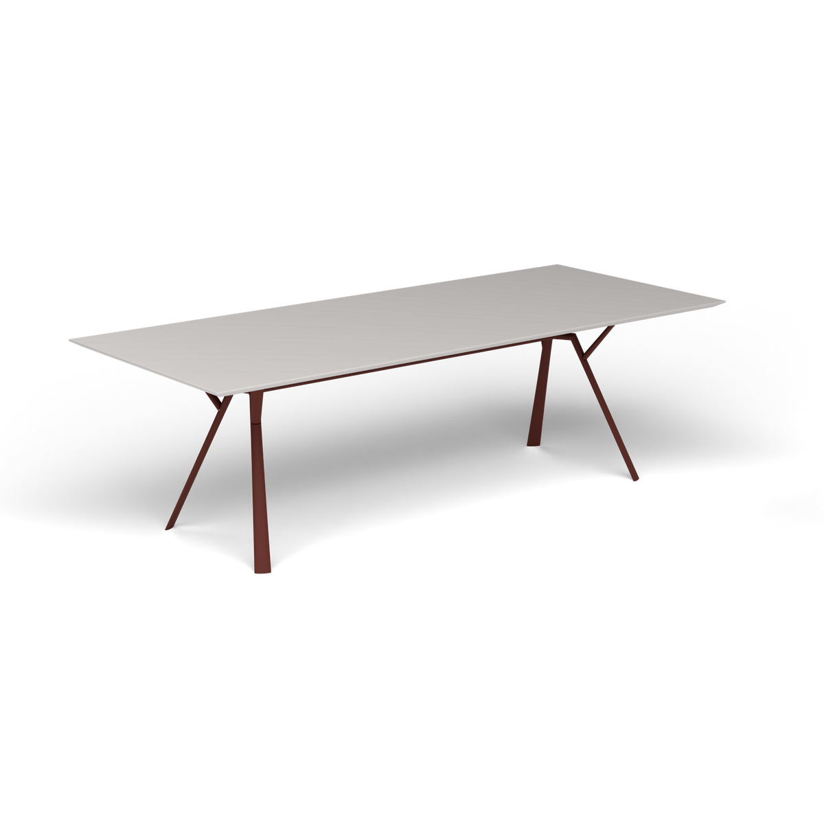 Radice Quadra Rechthoekige Tafel, 240 × 100 × h 74 cm, Chestnut Brown, Aluminium speckled Grey