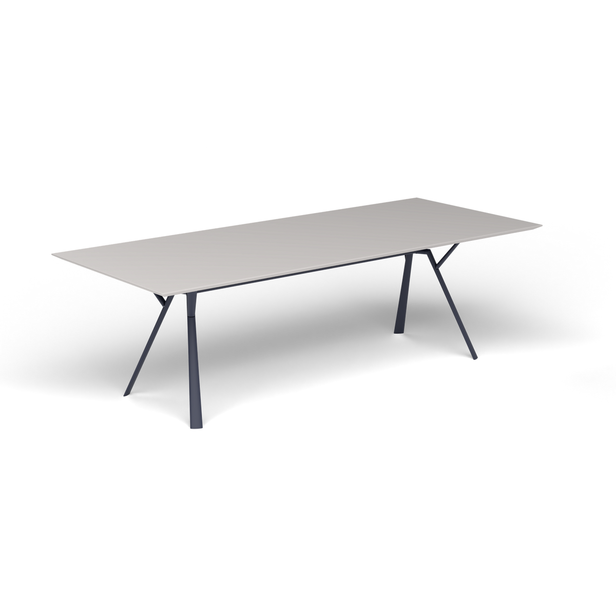 Radice Quadra Rechthoekige Tafel, 240 × 100 × h 74 cm, Grey Blue, Aluminium speckled Grey