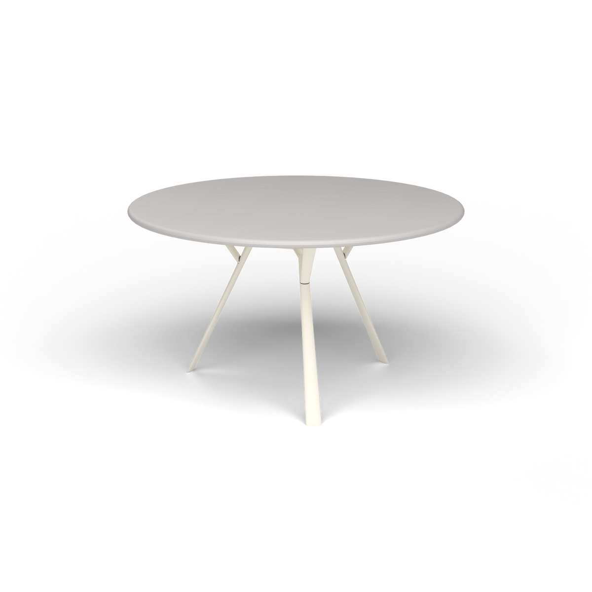 Radice Quadra Ronde Tafel, Ø 130 × h 74 cm, Antique White, Aluminium speckled Grey