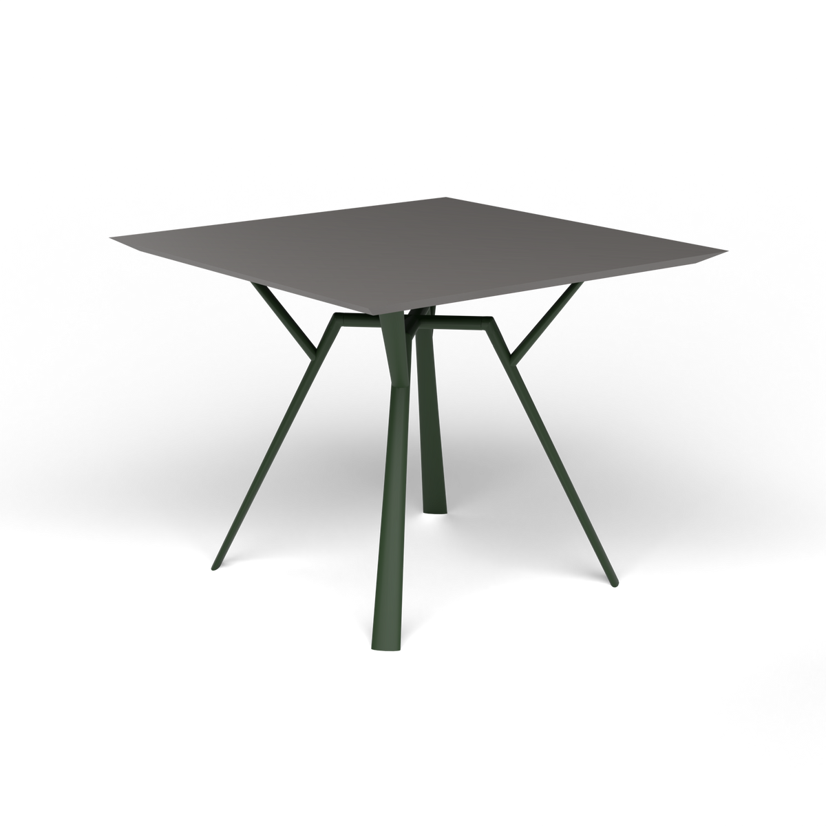 Radice Quadra Vierkante Tafel, 90 × 90 × h 74 cm, Bottle Green, Aluminium speckled Anthracite