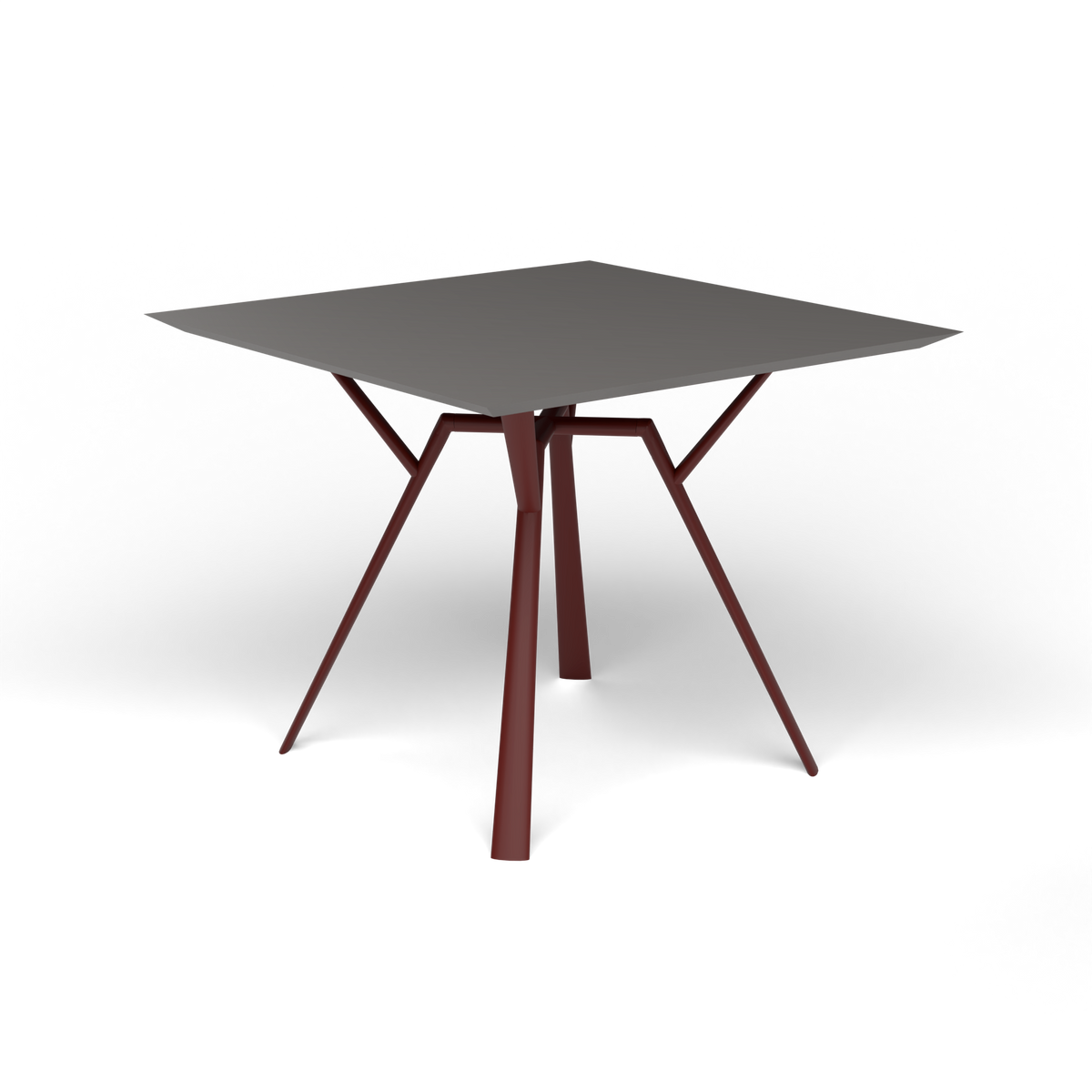 Radice Quadra Vierkante Tafel, 90 × 90 × h 74 cm, Chestnut Brown, Aluminium speckled Anthracite
