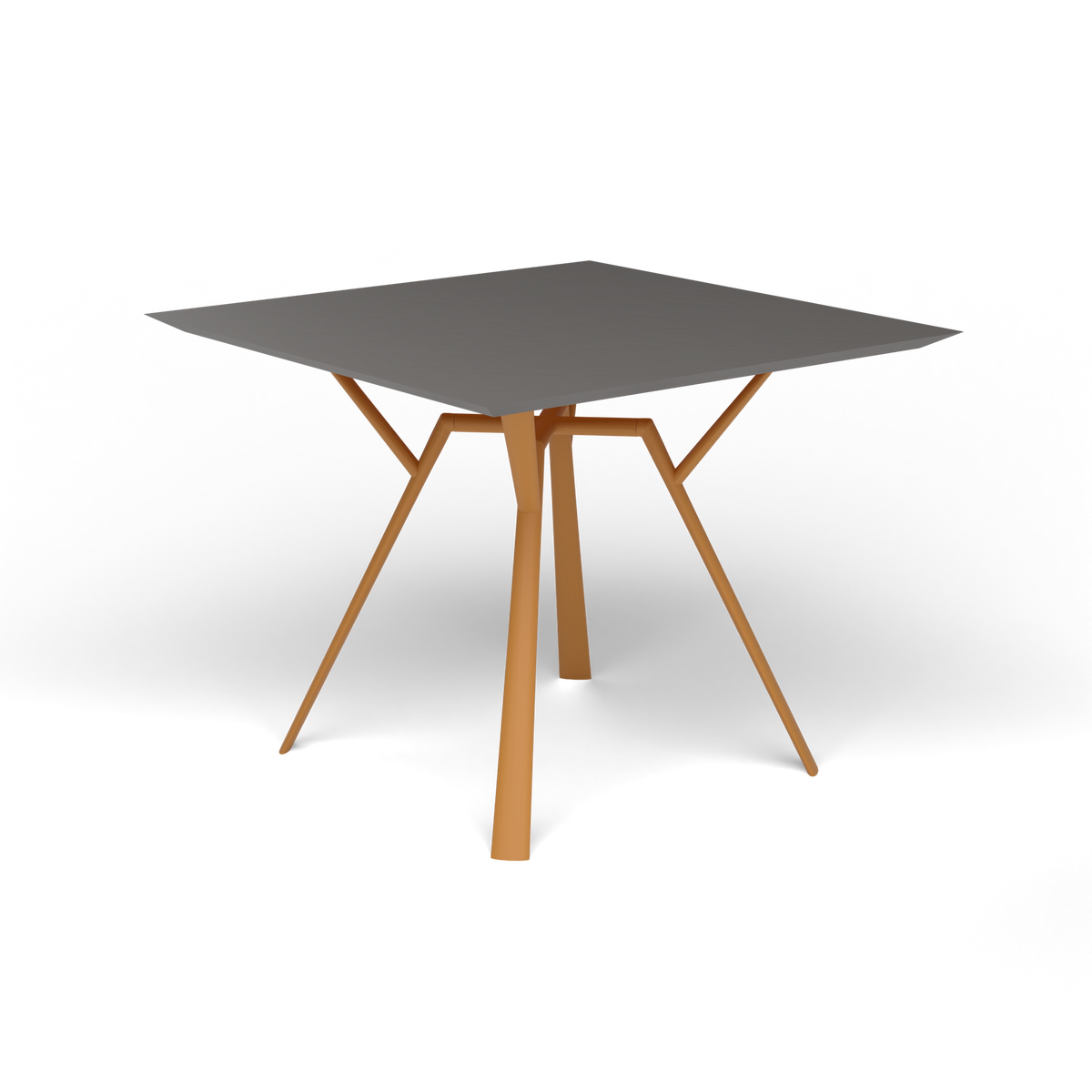 Radice Quadra Vierkante Tafel, 90 × 90 × h 74 cm, Mustard Yellow, Aluminium speckled Anthracite