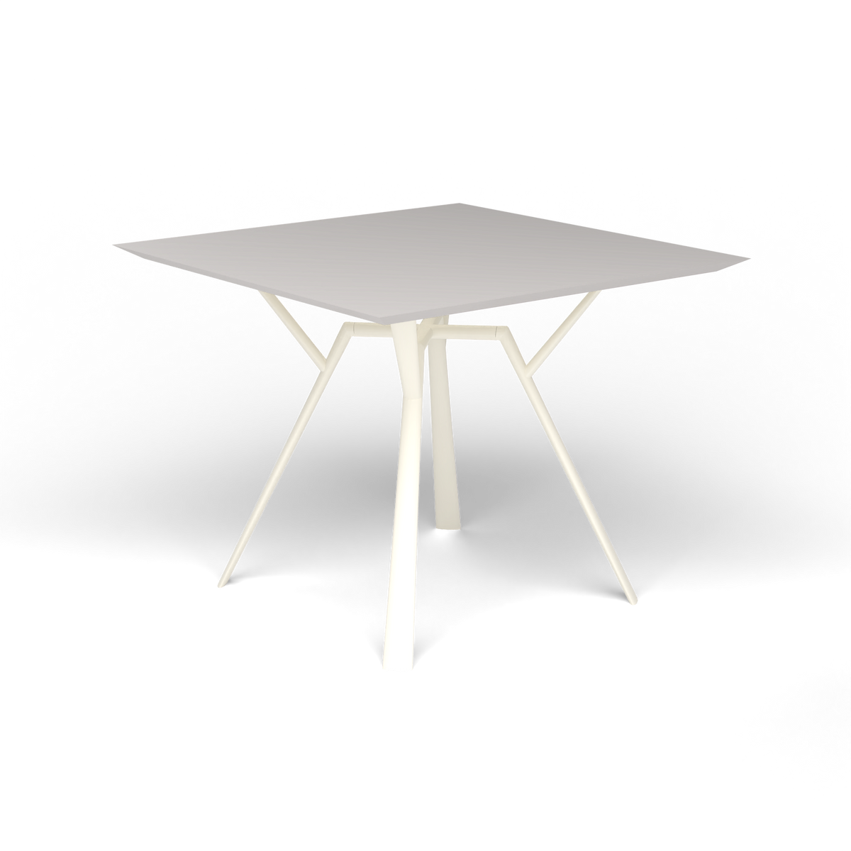 Radice Quadra Vierkante Tafel, 90 × 90 × h 74 cm, Antique White, Aluminium speckled Grey