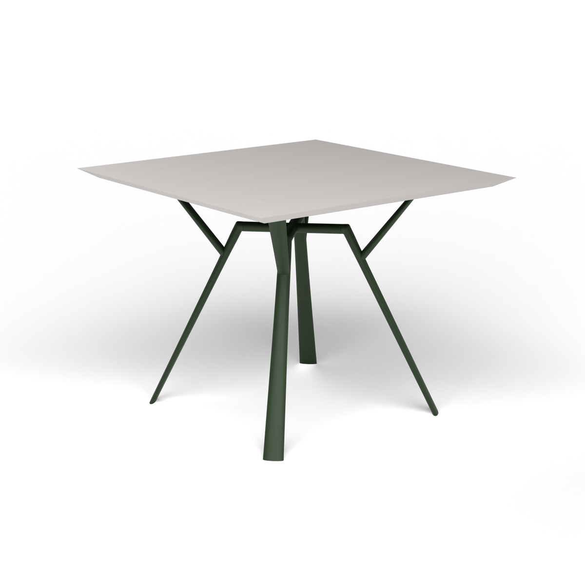 Radice Quadra Vierkante Tafel, 90 × 90 × h 74 cm, Bottle Green, Aluminium speckled Grey