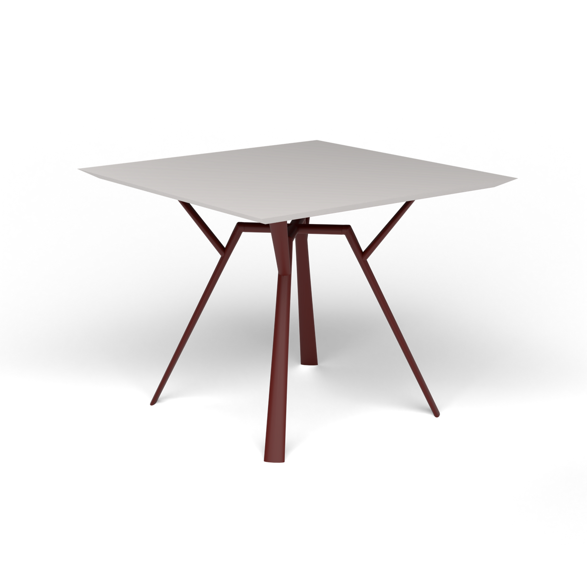 Radice Quadra Vierkante Tafel, 90 × 90 × h 74 cm, Chestnut Brown, Aluminium speckled Grey