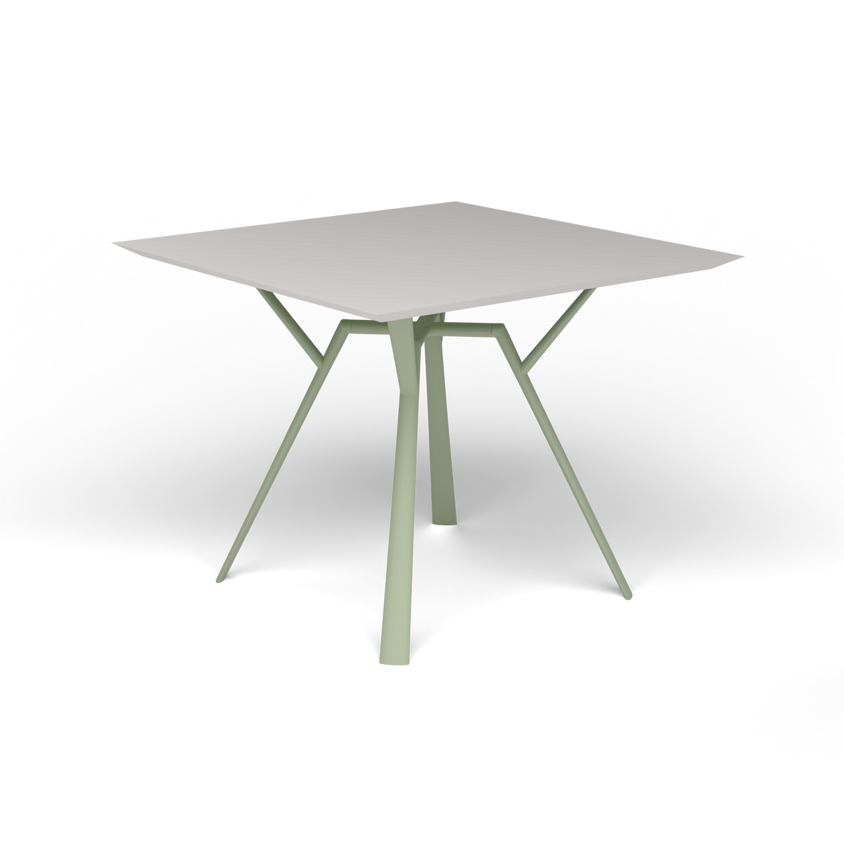 Radice Quadra Vierkante Tafel, 90 × 90 × h 74 cm, Green Tea, Aluminium speckled Grey