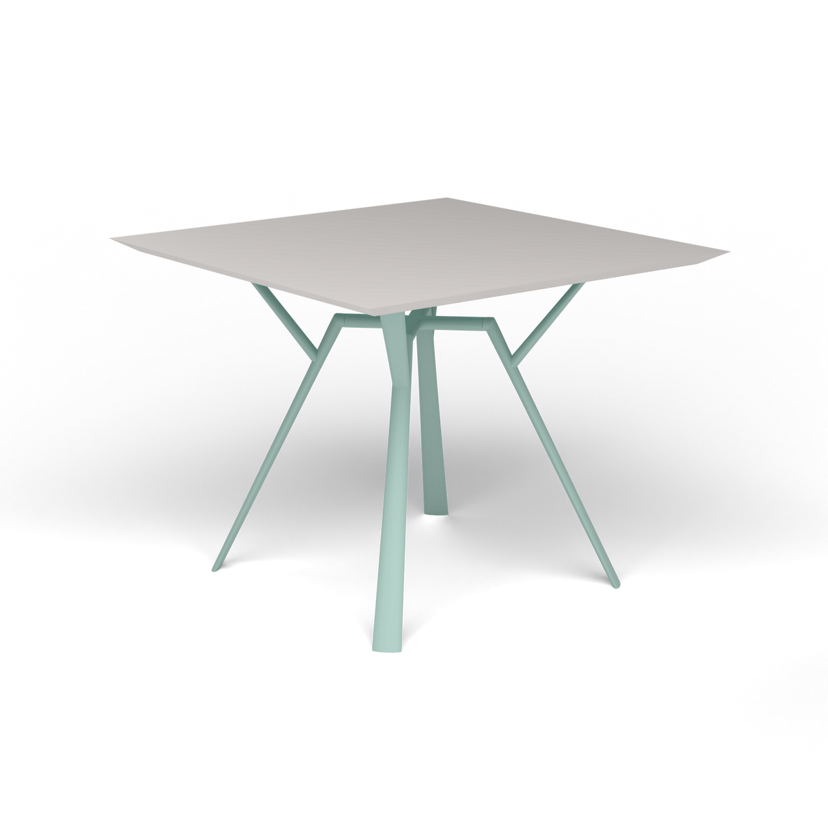 Radice Quadra Vierkante Tafel, 90 × 90 × h 74 cm, Light Blue, Aluminium speckled Grey