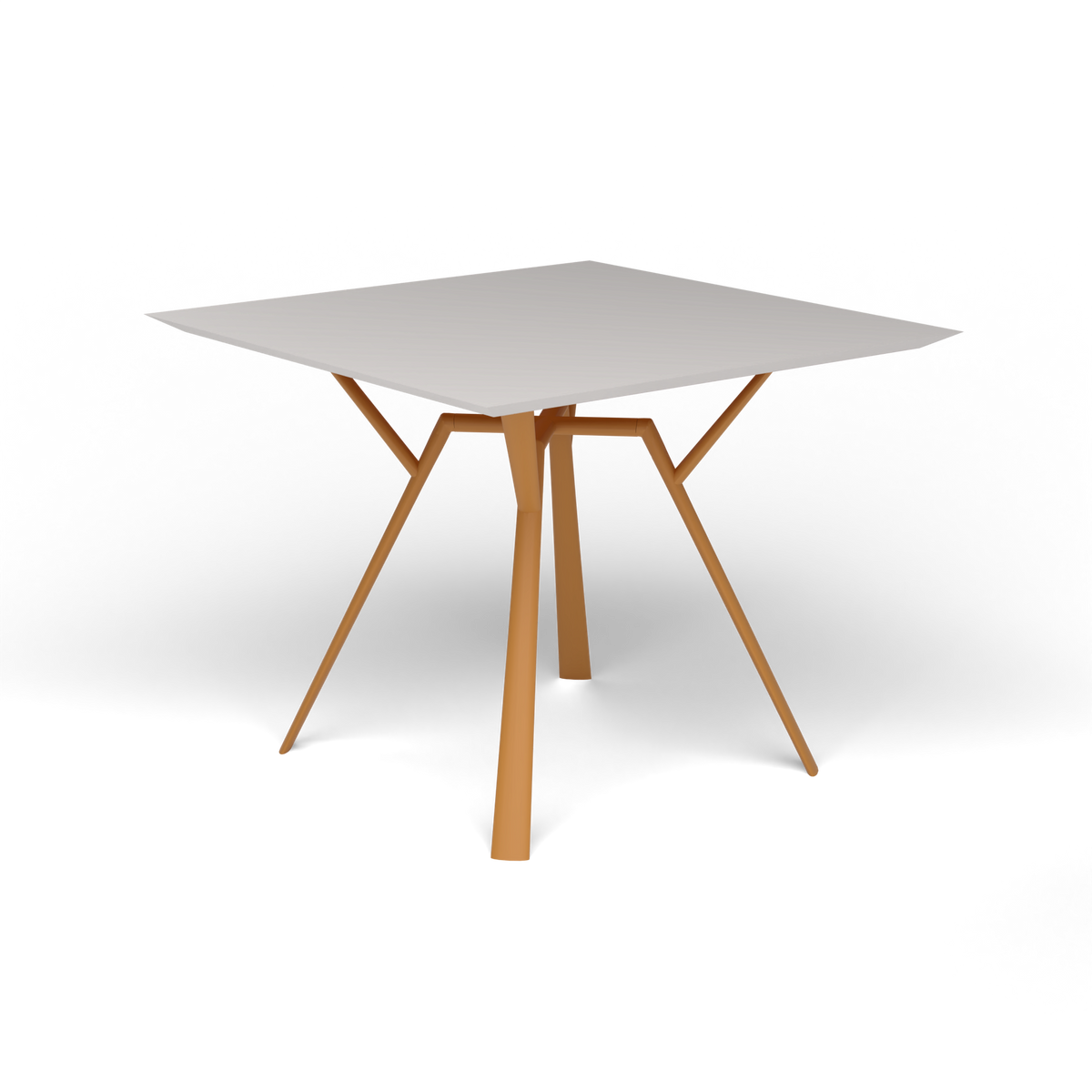 Radice Quadra Vierkante Tafel, 90 × 90 × h 74 cm, Mustard Yellow, Aluminium speckled Grey