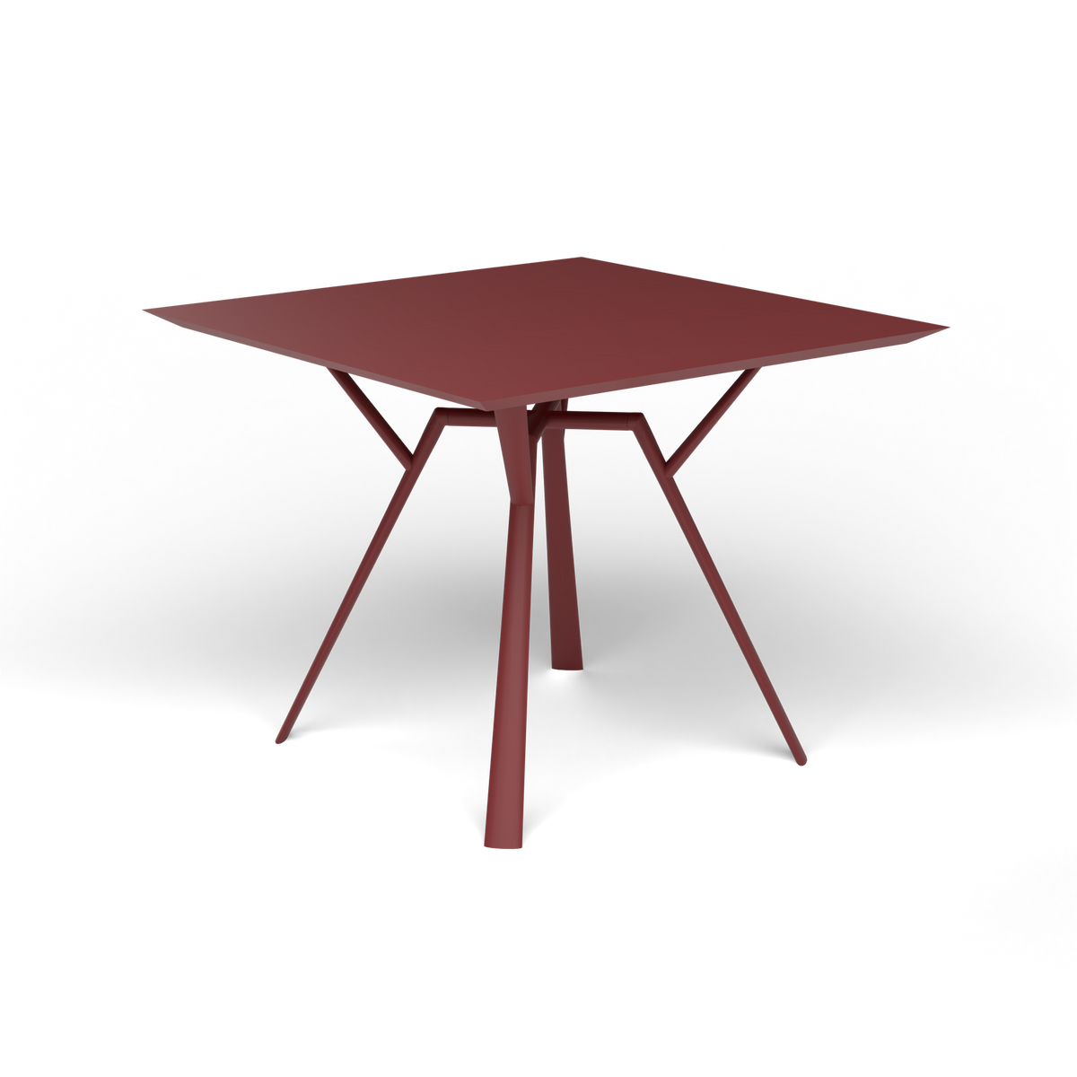 Radice Quadra Vierkante Tafel, 90 × 90 × h 74 cm, Autumn Red, Gelakt aluminium (volgt onderstelkleur)