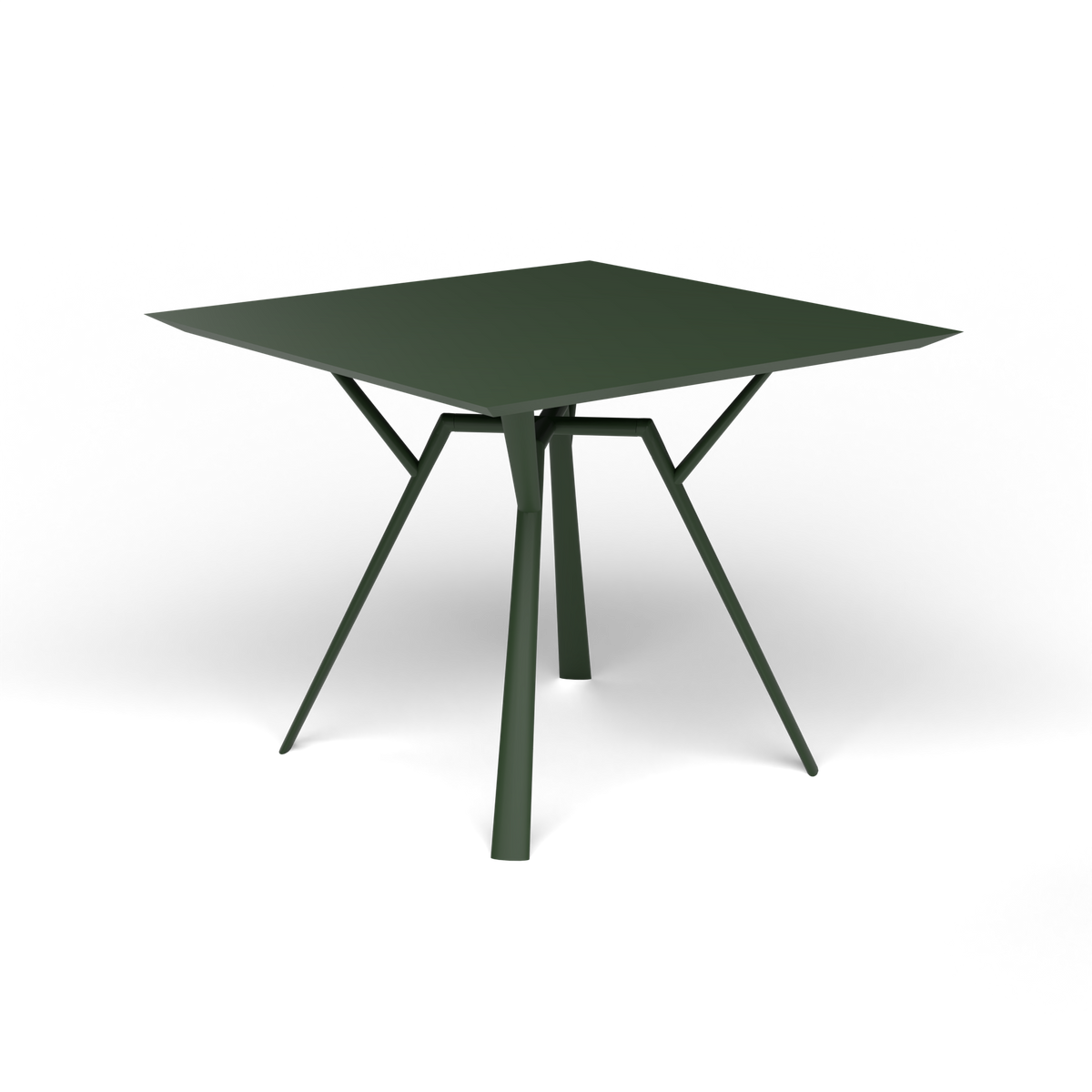 Radice Quadra Vierkante Tafel, 90 × 90 × h 74 cm, Bottle Green, Gelakt aluminium (volgt onderstelkleur)