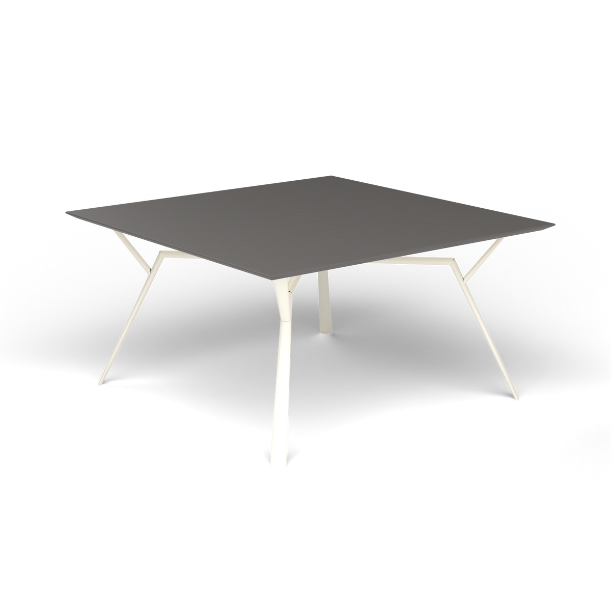 Radice Quadra Vierkante Tafel, 140 × 140 × h 74 cm, Antique White, Aluminium speckled Anthracite