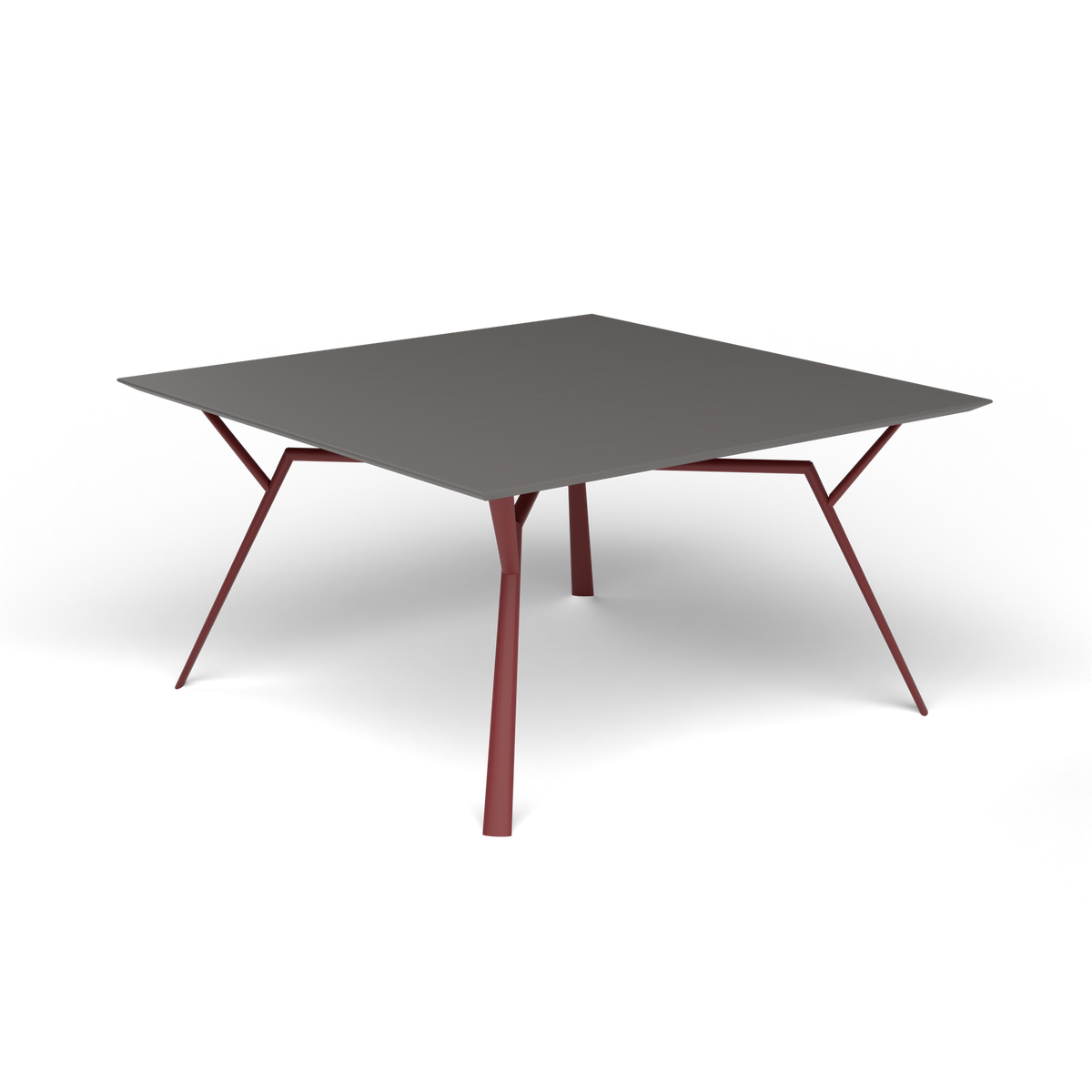 Radice Quadra Vierkante Tafel, 140 × 140 × h 74 cm, Autumn Red, Aluminium speckled Anthracite
