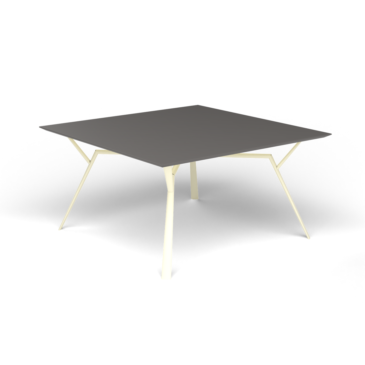 Radice Quadra Vierkante Tafel, 140 × 140 × h 74 cm, Butter White, Aluminium speckled Anthracite