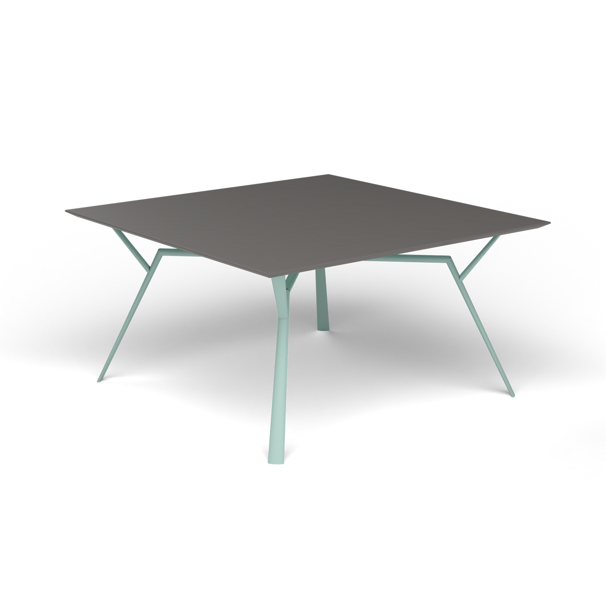 Radice Quadra Vierkante Tafel, 140 × 140 × h 74 cm, Light Blue, Aluminium speckled Anthracite