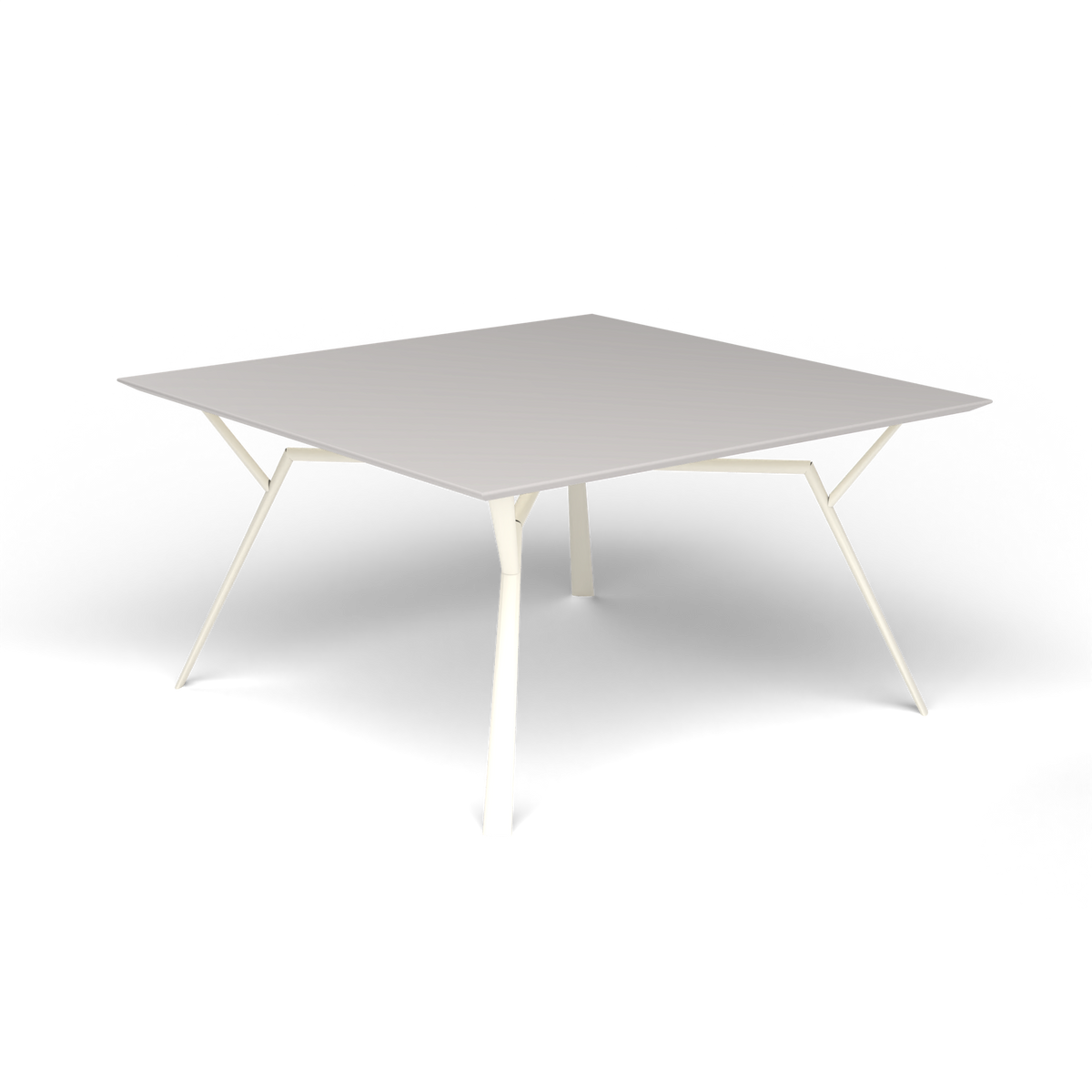 Radice Quadra Vierkante Tafel, 140 × 140 × h 74 cm, Antique White, Aluminium speckled Grey
