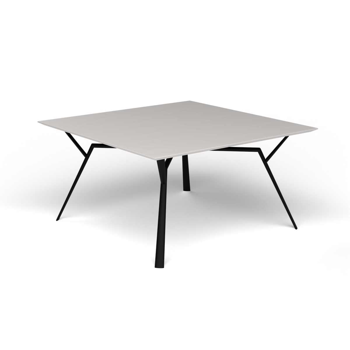 Radice Quadra Vierkante Tafel, 140 × 140 × h 74 cm, Black, Aluminium speckled Grey