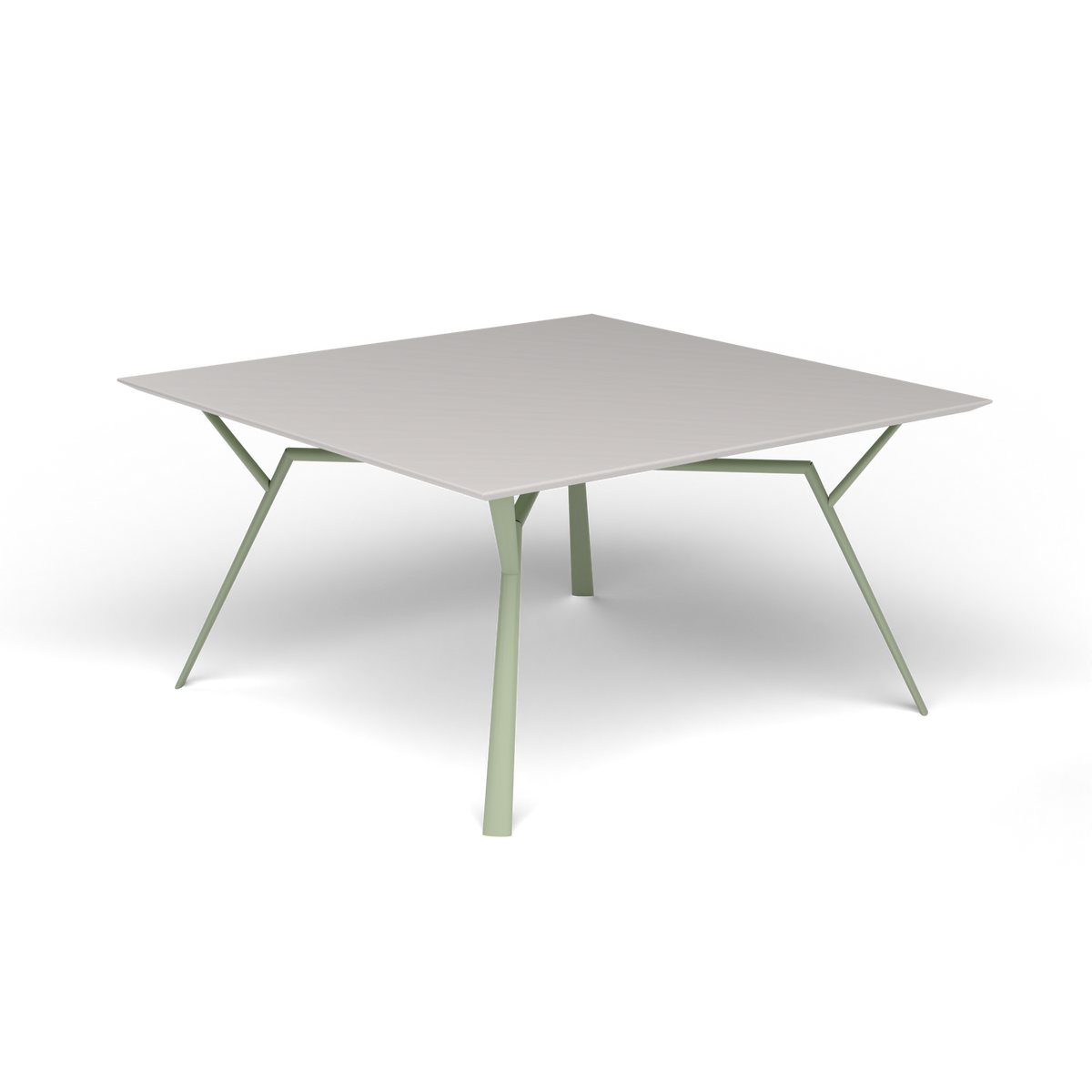 Radice Quadra Vierkante Tafel, 140 × 140 × h 74 cm, Green Tea, Aluminium speckled Grey