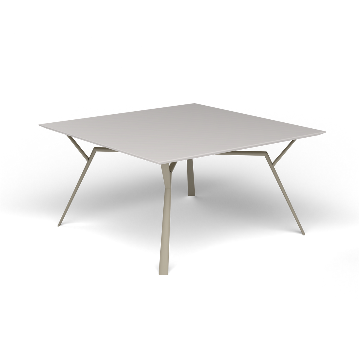 Radice Quadra Vierkante Tafel, 140 × 140 × h 74 cm, Pearly Gold, Aluminium speckled Grey