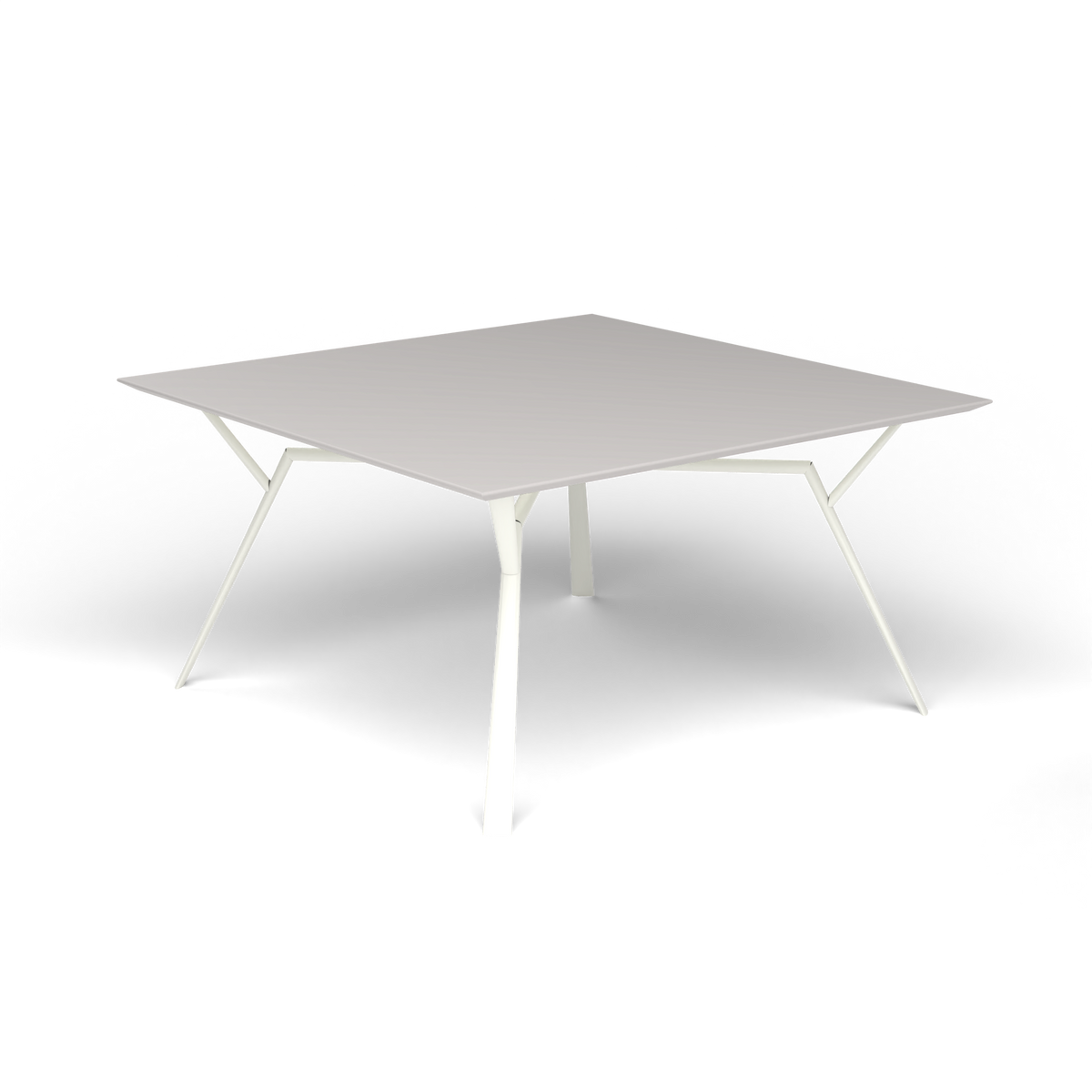 Radice Quadra Vierkante Tafel, 140 × 140 × h 74 cm, White, Aluminium speckled Grey