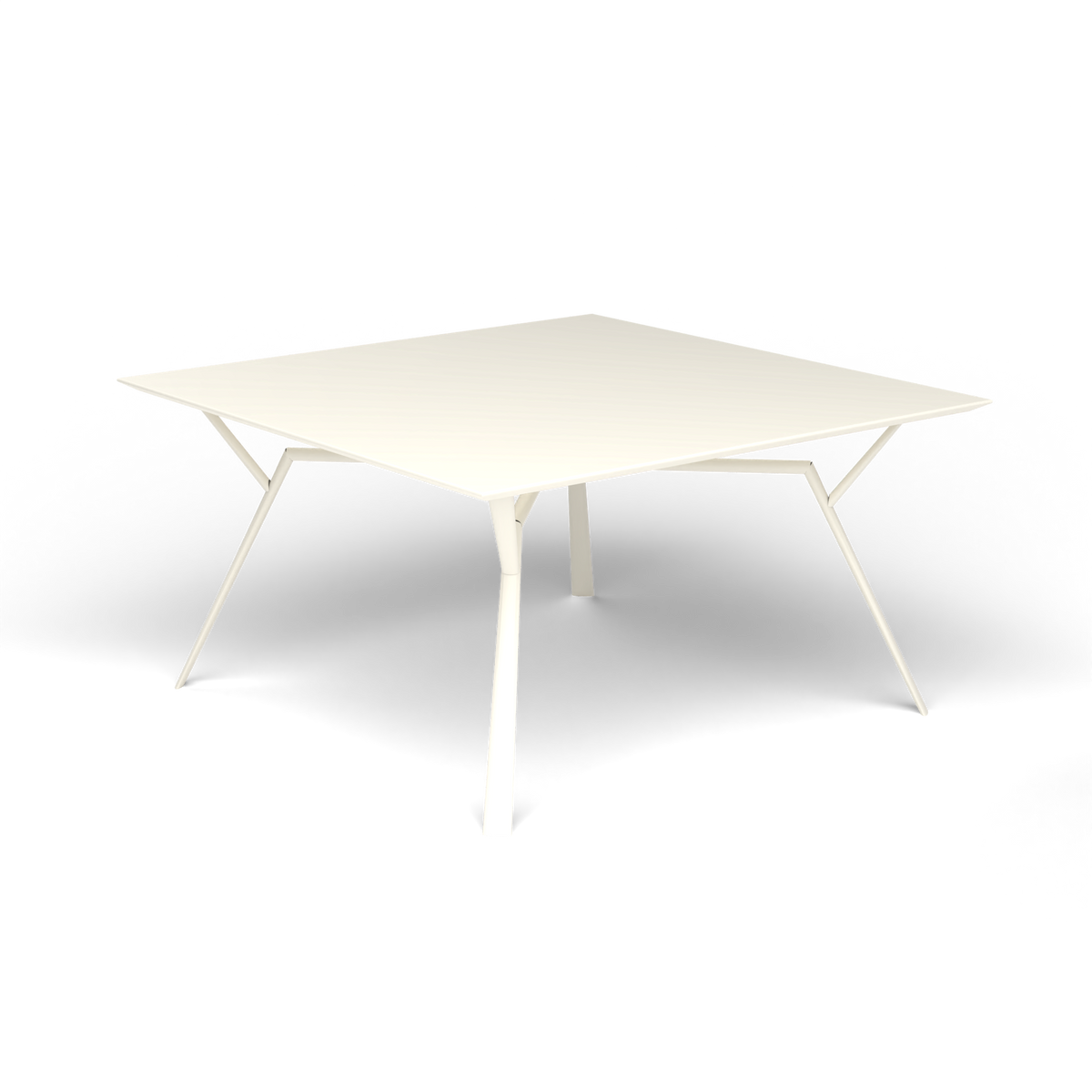 Radice Quadra Vierkante Tafel, 140 × 140 × h 74 cm, Antique White, Gelakt aluminium (volgt onderstelkleur)