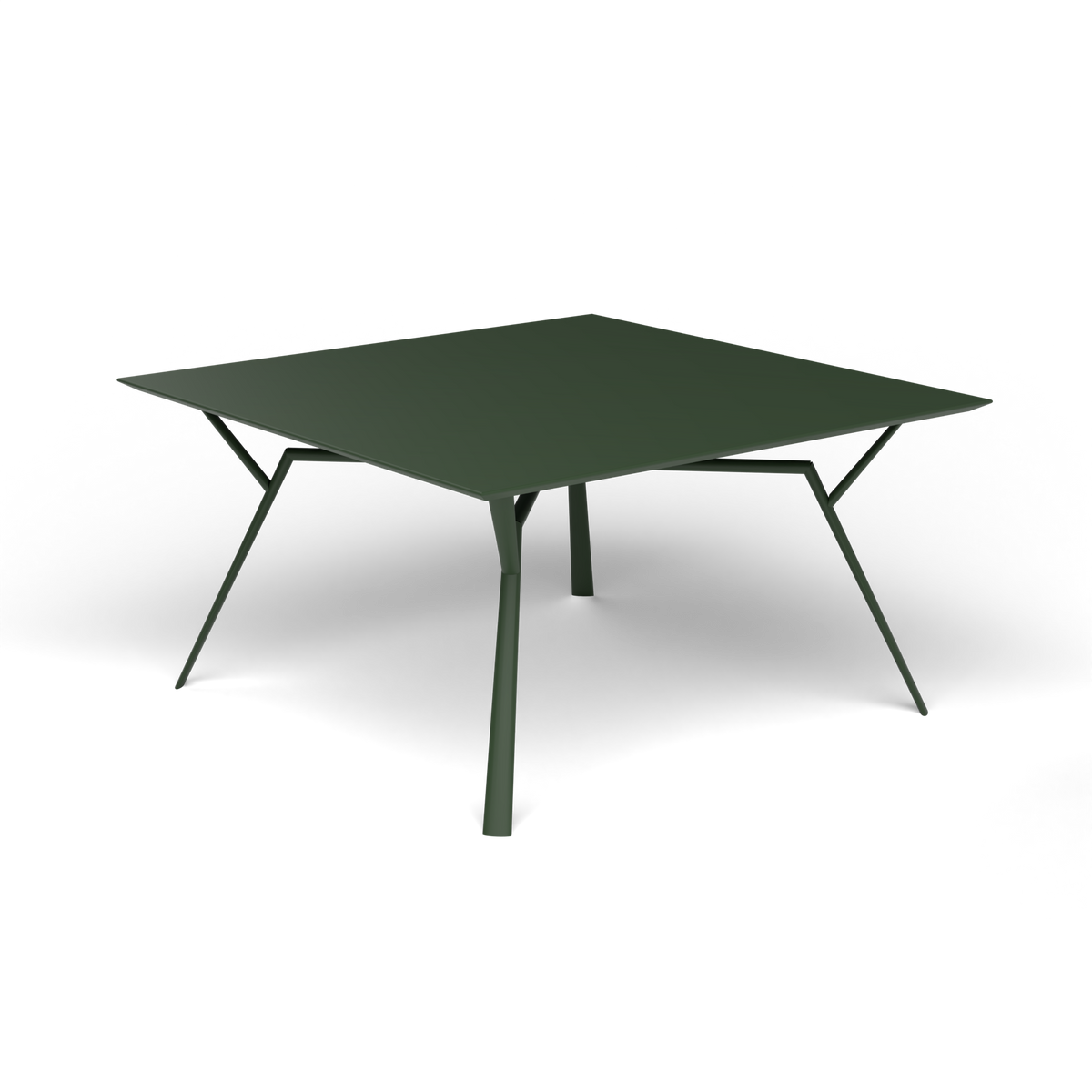 Radice Quadra Vierkante Tafel, 140 × 140 × h 74 cm, Bottle Green, Gelakt aluminium (volgt onderstelkleur)