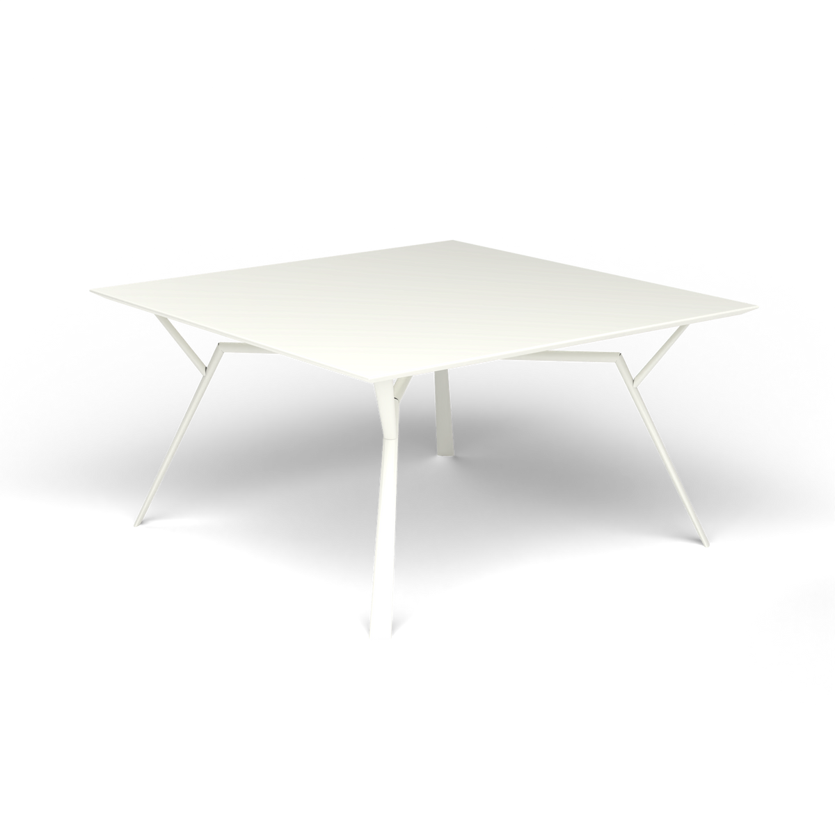 Radice Quadra Vierkante Tafel, 140 × 140 × h 74 cm, White, Gelakt aluminium (volgt onderstelkleur)