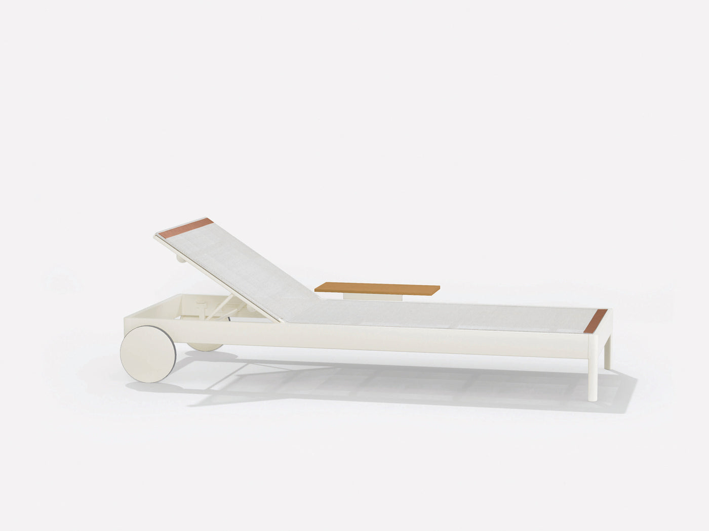 Sunlounger with castors and small table on the left 204 x 104 x h 28 cm