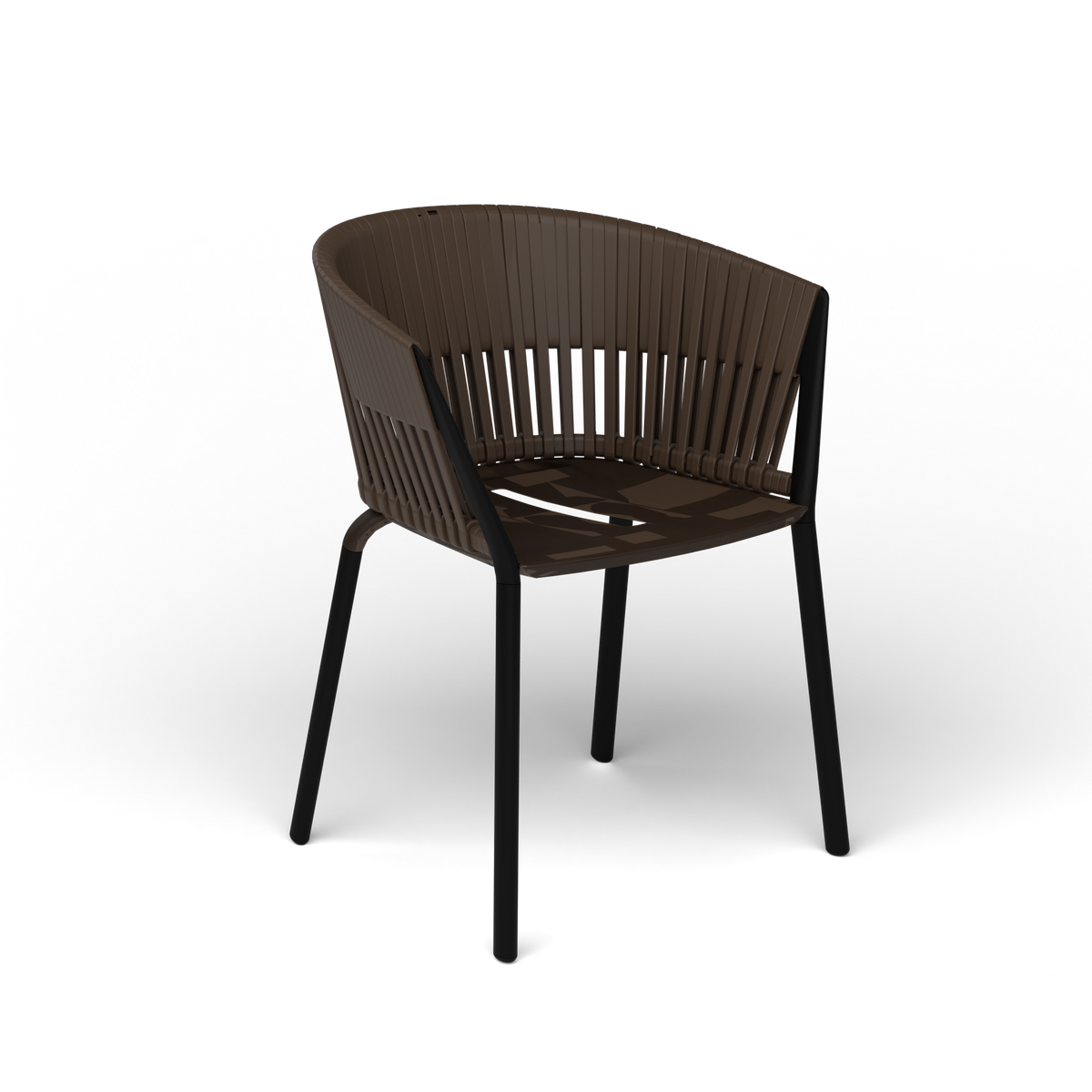 Ria Eetfauteuil met Gevlochten Touw - Black / Touw Brownie