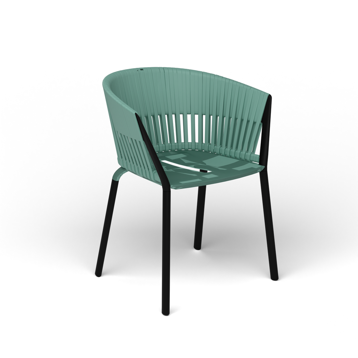 Ria Eetfauteuil met Gevlochten Touw - Black / Touw Mint