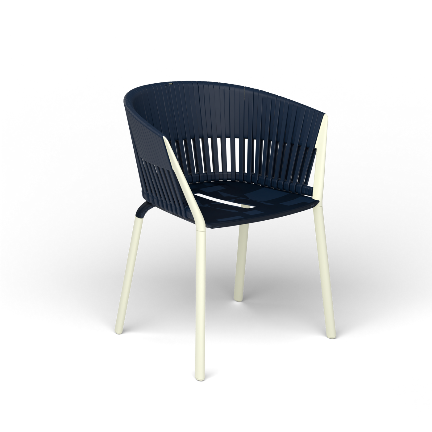Ria Eetfauteuil met Gevlochten Touw - Butter White / Touw Ocean