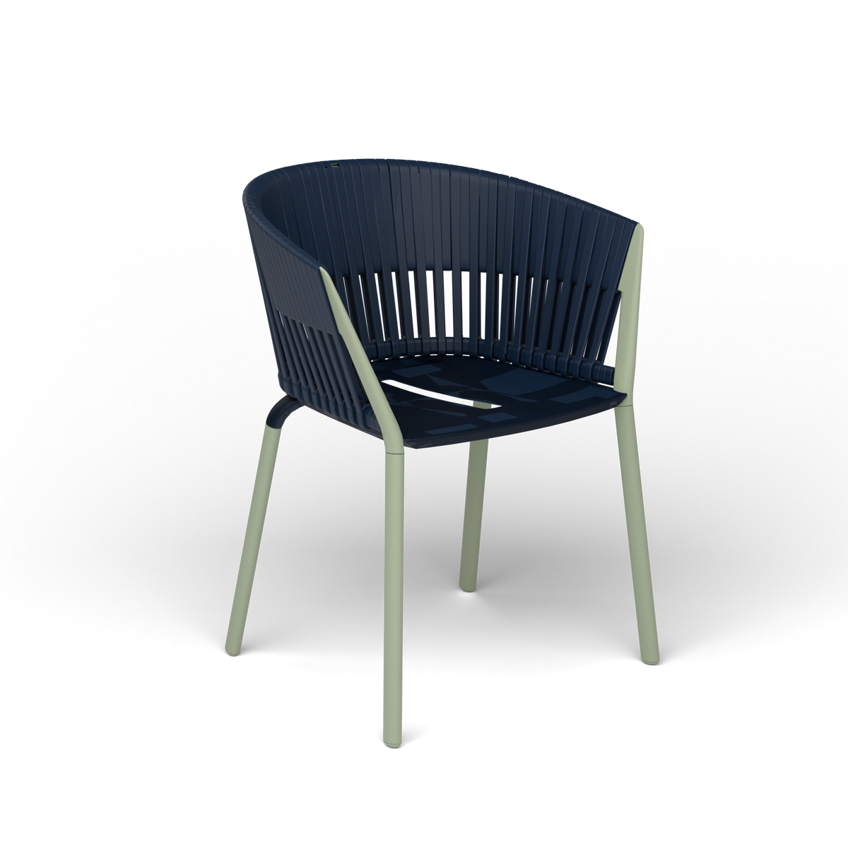 Ria Eetfauteuil met Gevlochten Touw - Green Tea / Touw Ocean
