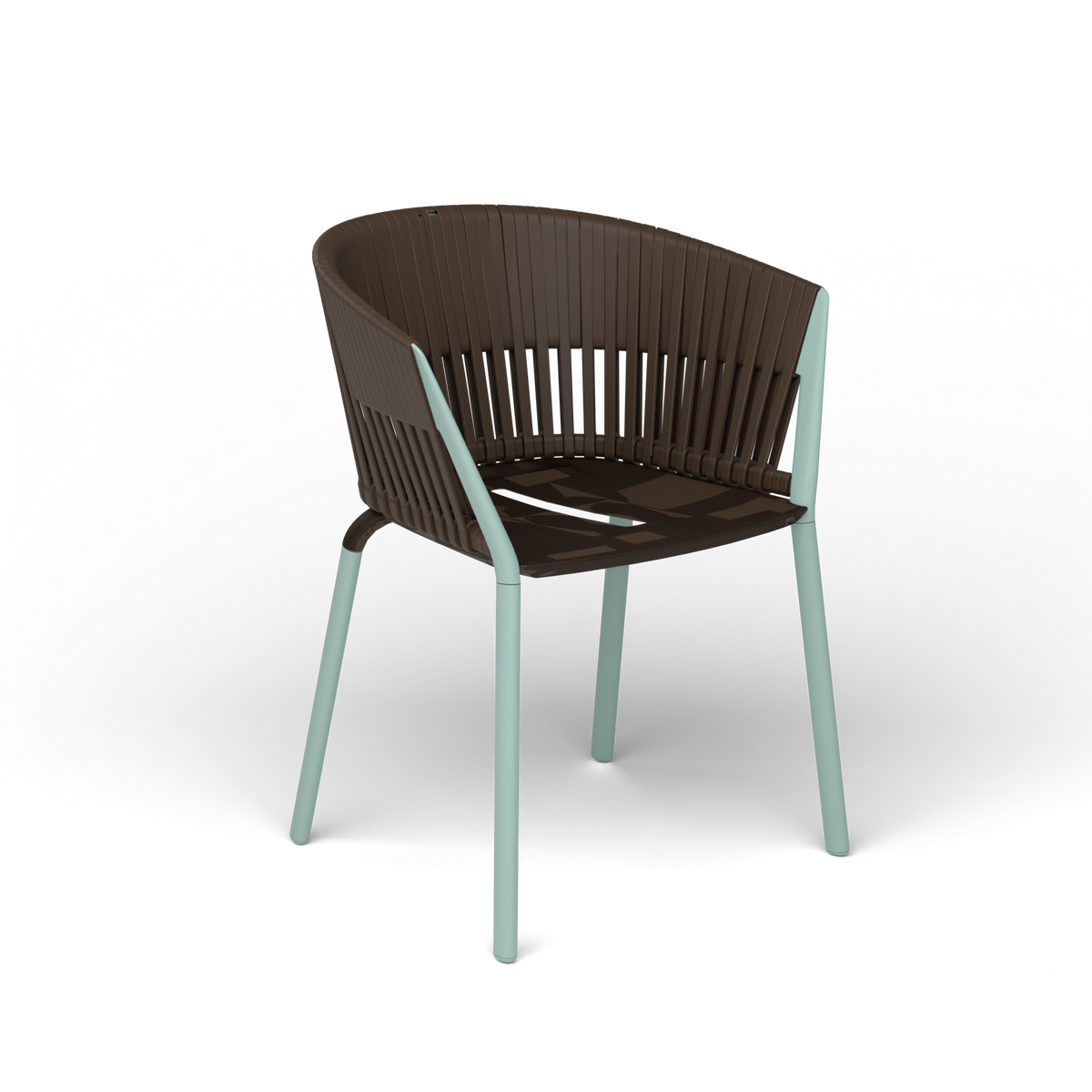 Ria Eetfauteuil met Gevlochten Touw - Light Blue / Touw Brownie