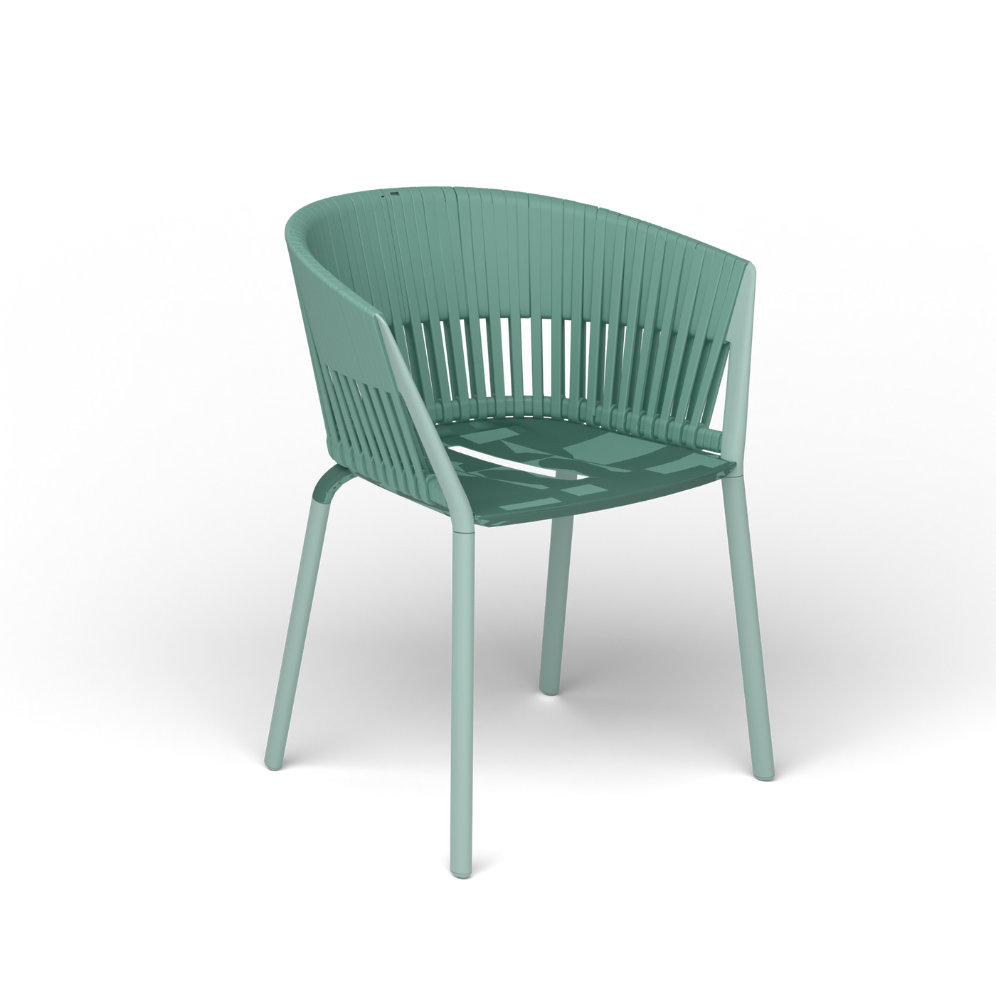 Ria Eetfauteuil met Gevlochten Touw - Light Blue / Touw Mint