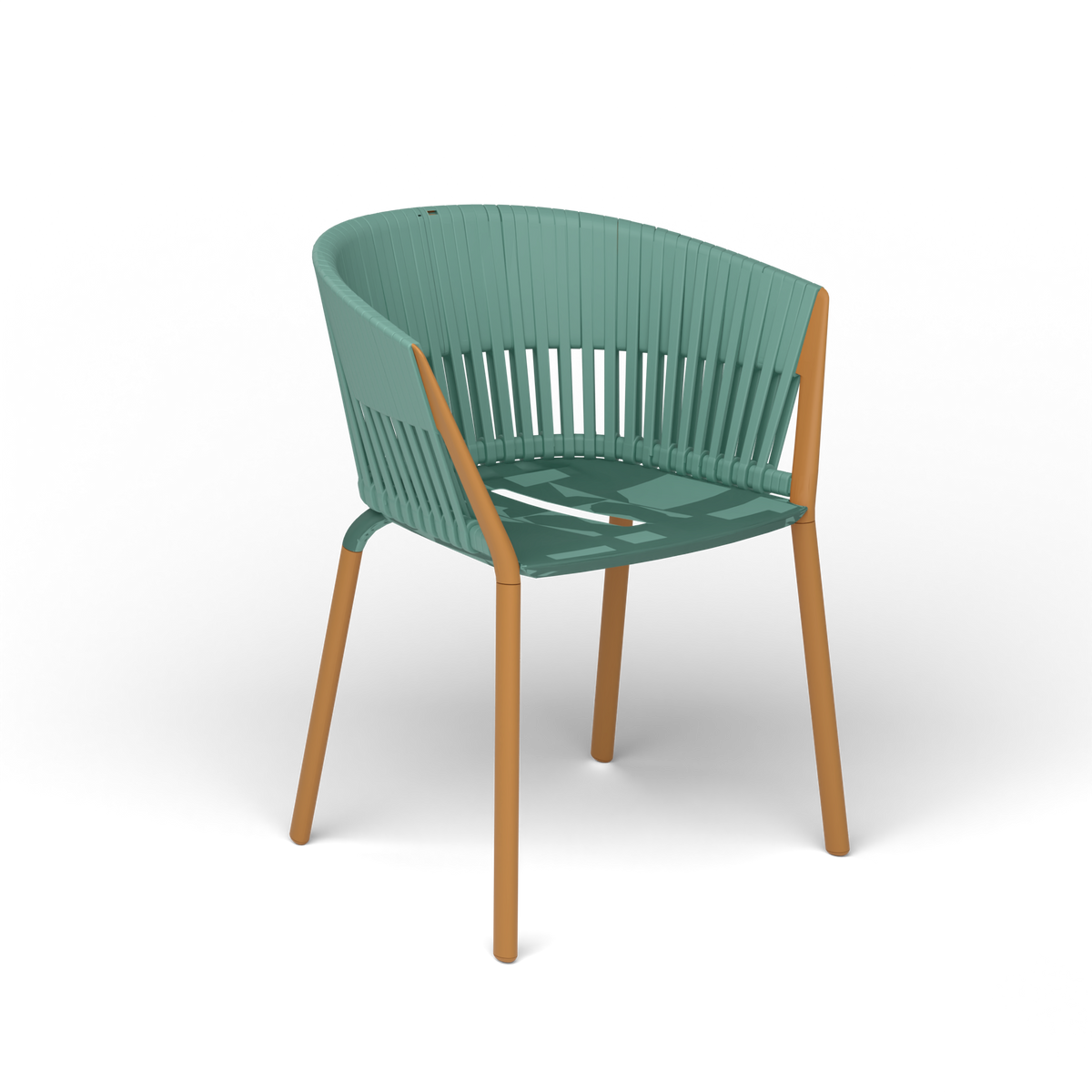Ria Eetfauteuil met Gevlochten Touw - Mustard Yellow / Touw Mint