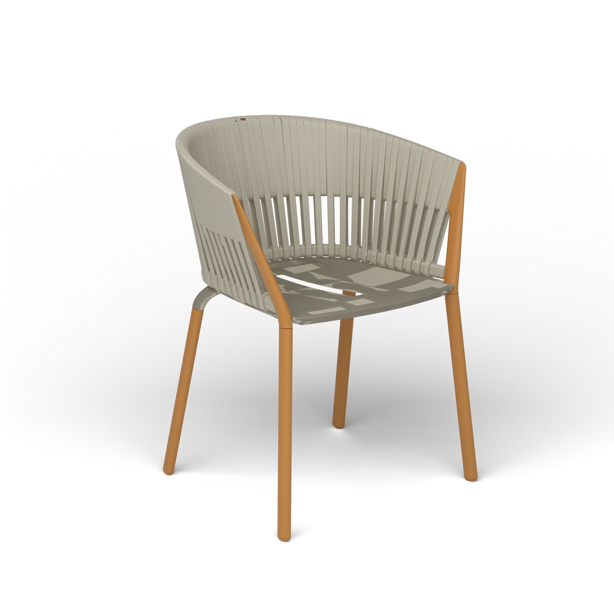 Ria Eetfauteuil met Gevlochten Touw - Mustard Yellow / Touw Moon