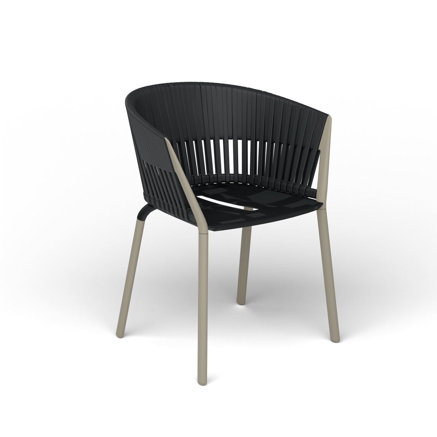 Ria Eetfauteuil met Gevlochten Touw - Pearly Gold / Touw Black Sand