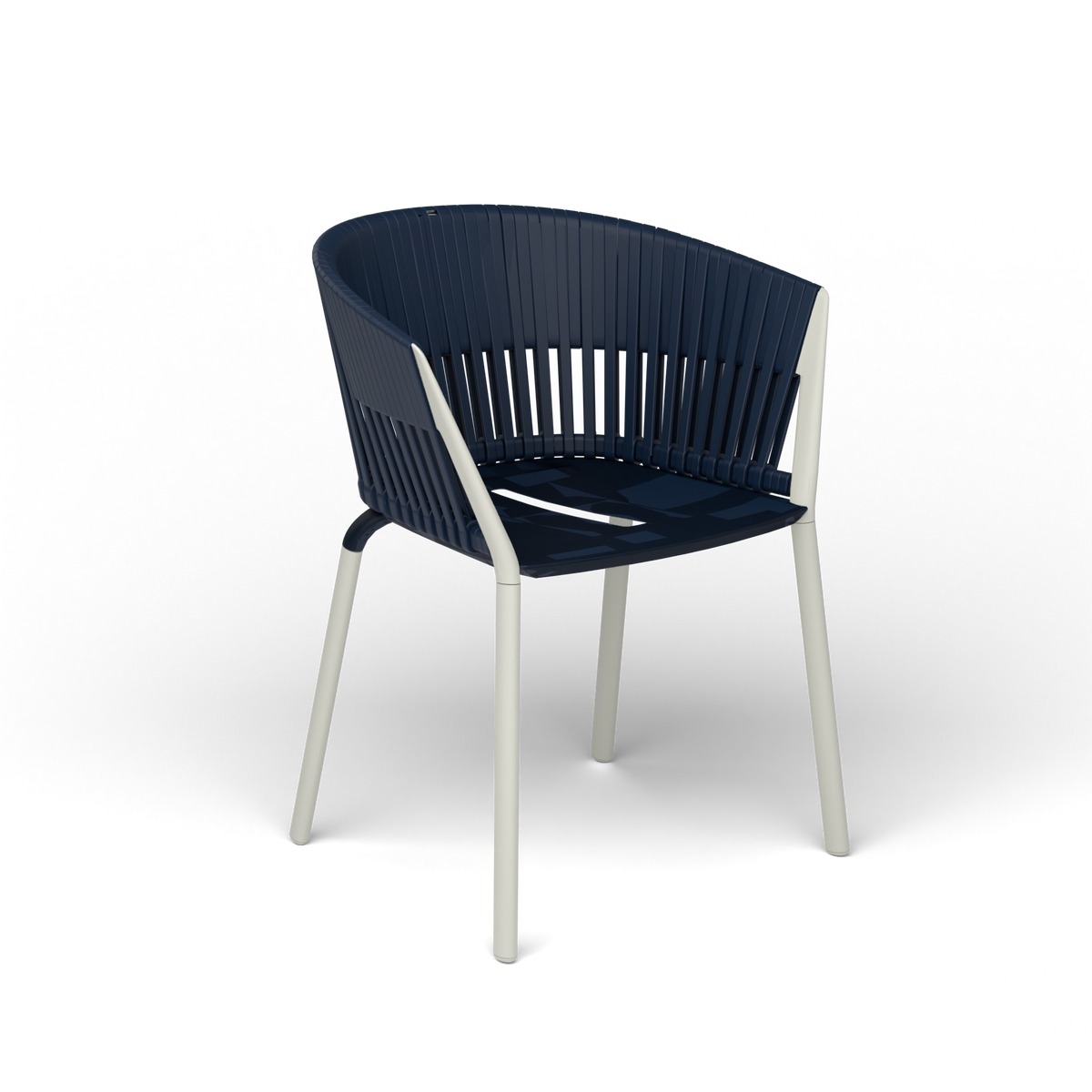 Ria Eetfauteuil met Gevlochten Touw - Powder Grey / Touw Ocean