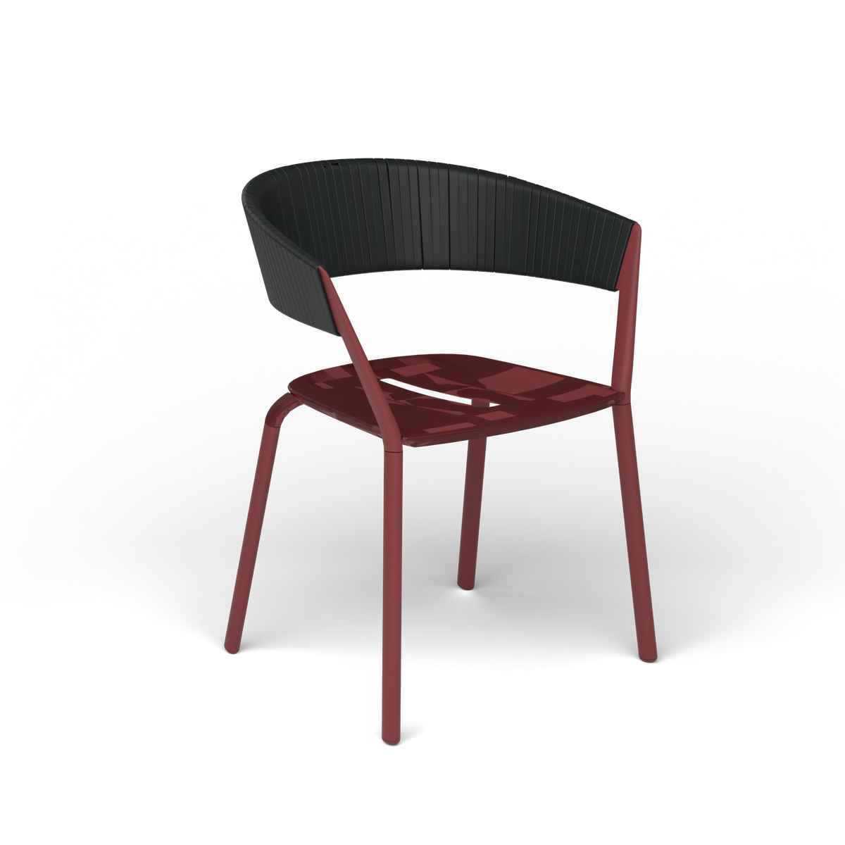 Ria Eetfauteuil met Deels Gevlochten Touw - Autumn Red / Touw Black Sand