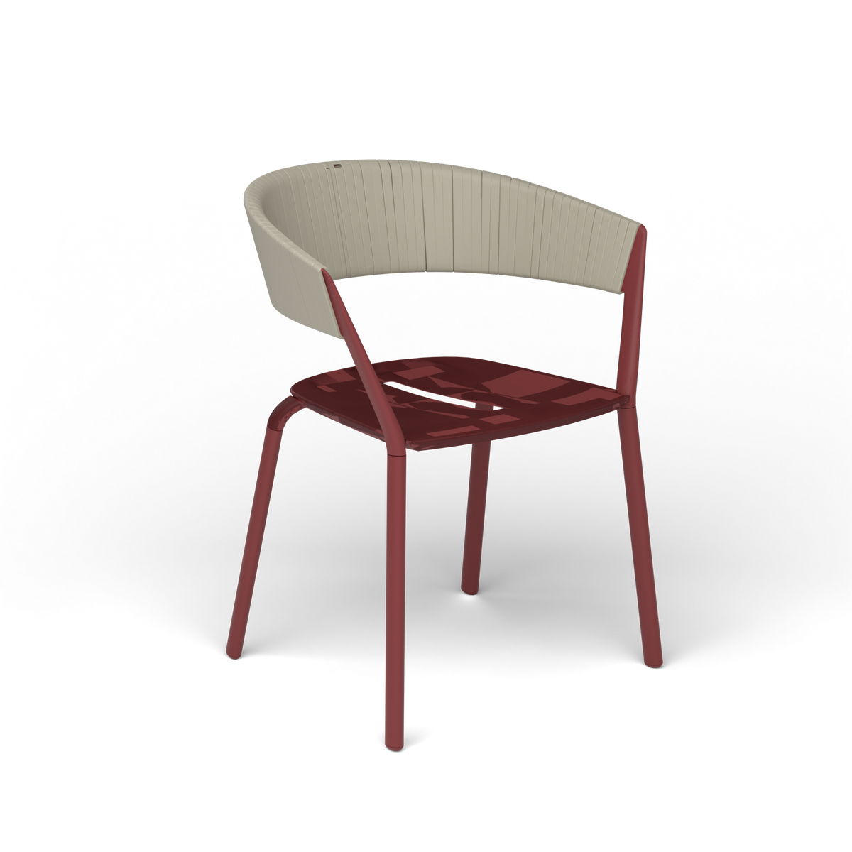 Ria Eetfauteuil met Deels Gevlochten Touw - Autumn Red / Touw Moon