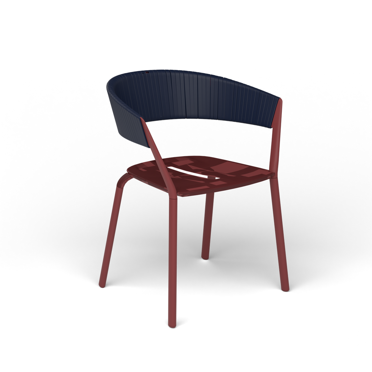 Ria Eetfauteuil met Deels Gevlochten Touw - Autumn Red / Touw Ocean