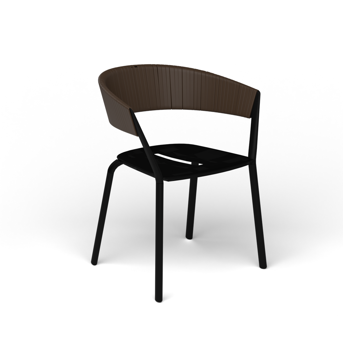 Ria Eetfauteuil met Deels Gevlochten Touw - Black / Touw Brownie