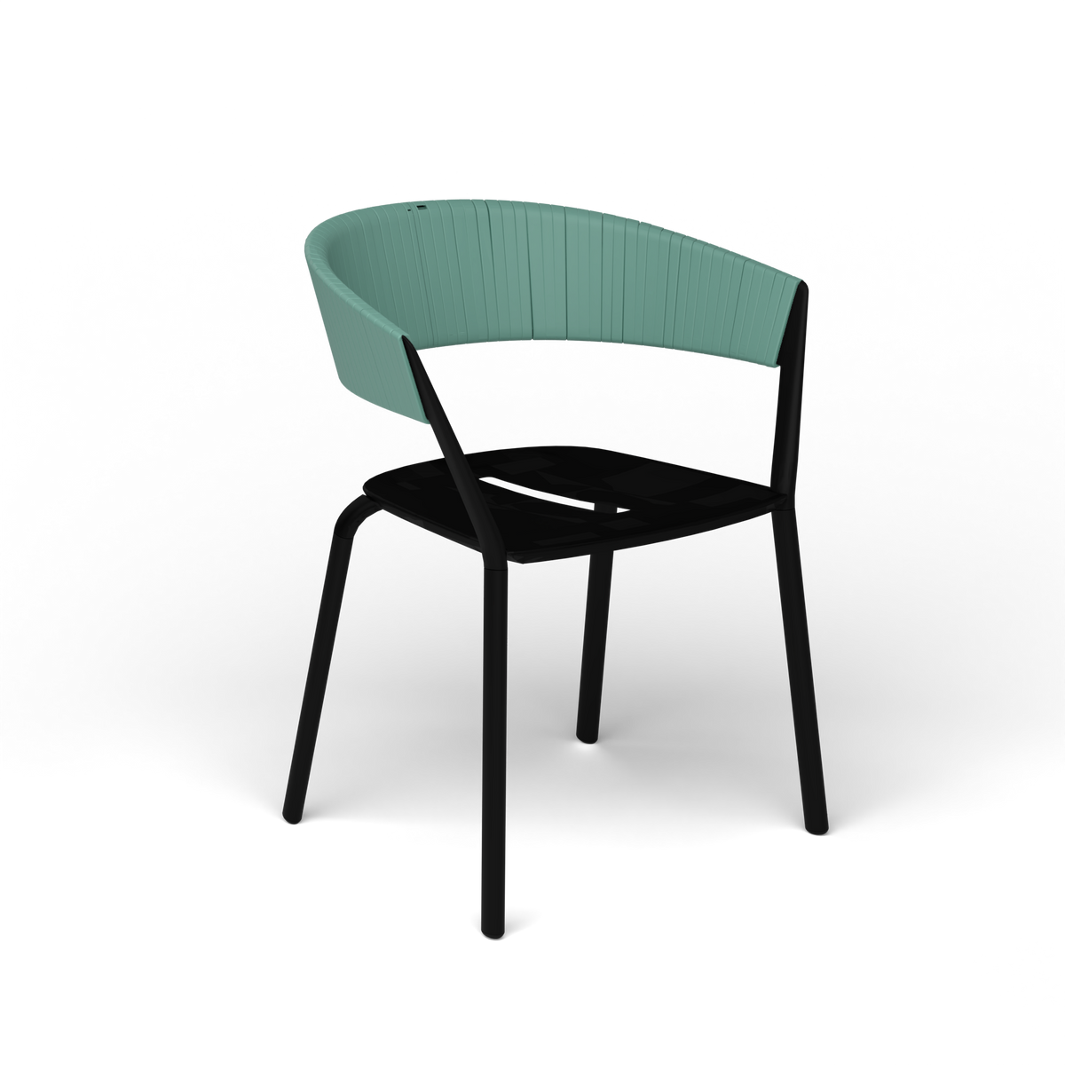 Ria Eetfauteuil met Deels Gevlochten Touw - Black / Touw Mint